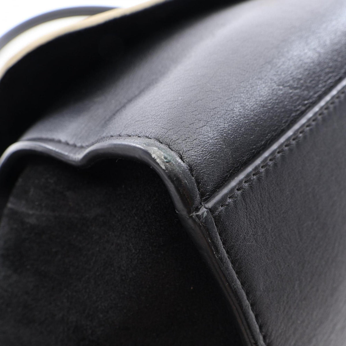 Celine Black White Leather Suede Handbag (Pre-Owned)