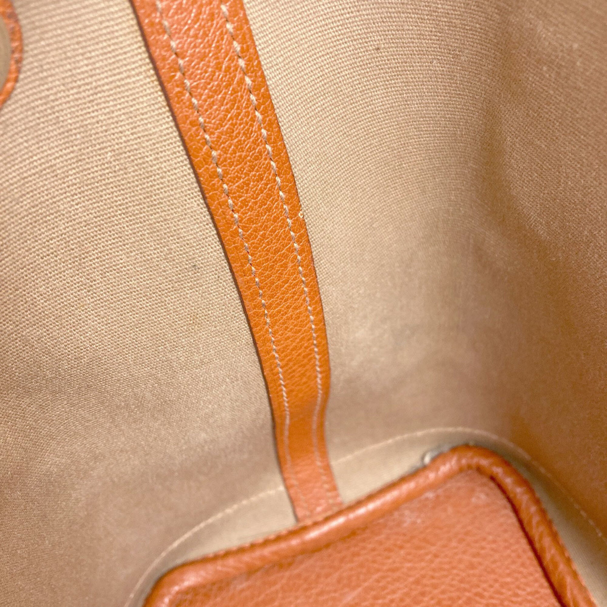 Hermes Brown Orange Canvas Negonda Leather Handbag (Pre-Owned)