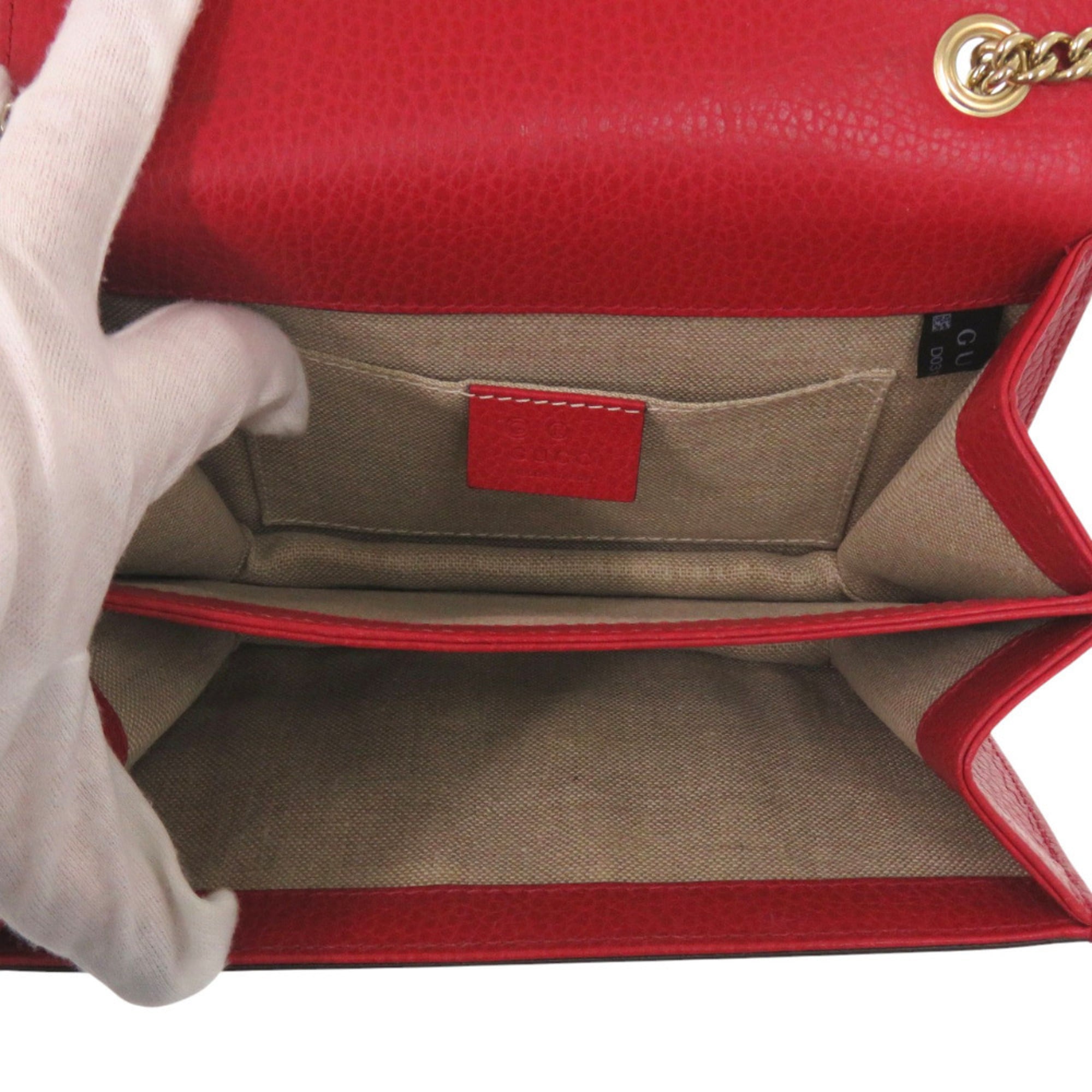 Gucci Red Color Leather Shoulder Bag (Pre-Owned)