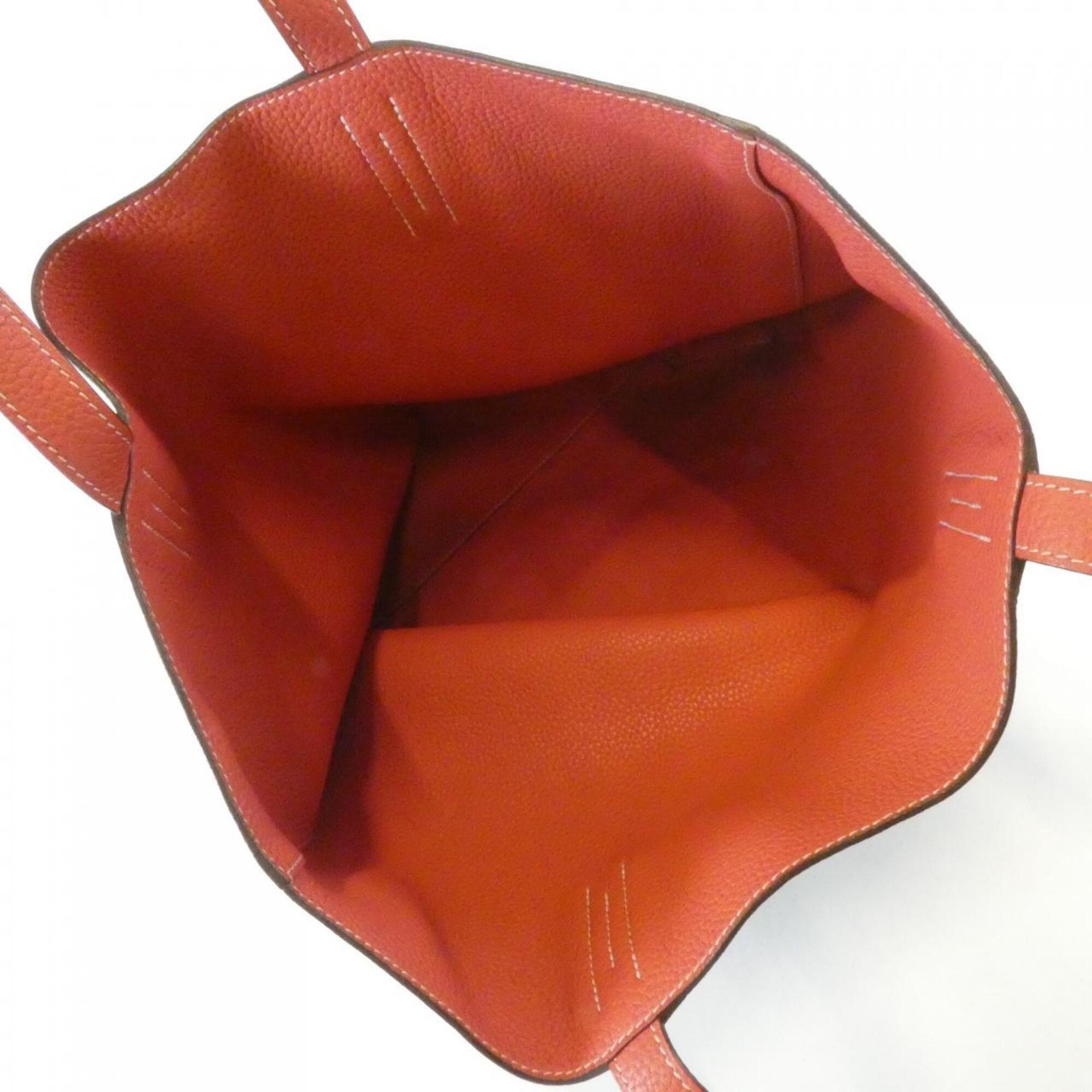 Hermes Bougainvillier Gray Red Color Taurillon Clemence Leather Handbag (Pre-Owned)