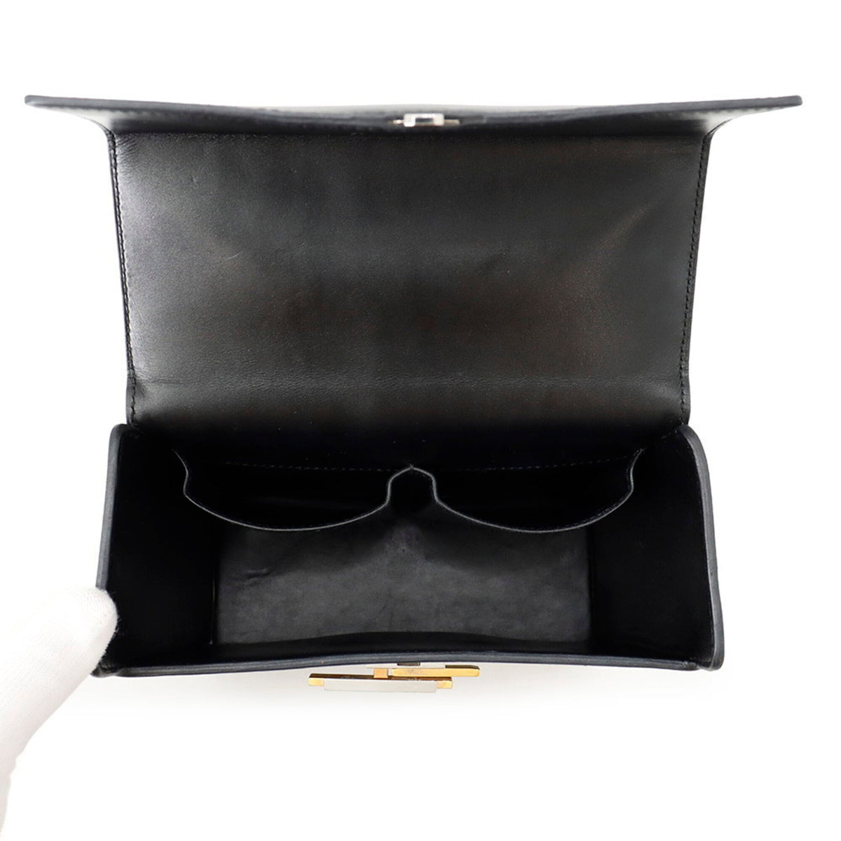 Hermes Black Tadelakt Leather Handbag (Pre-Owned)