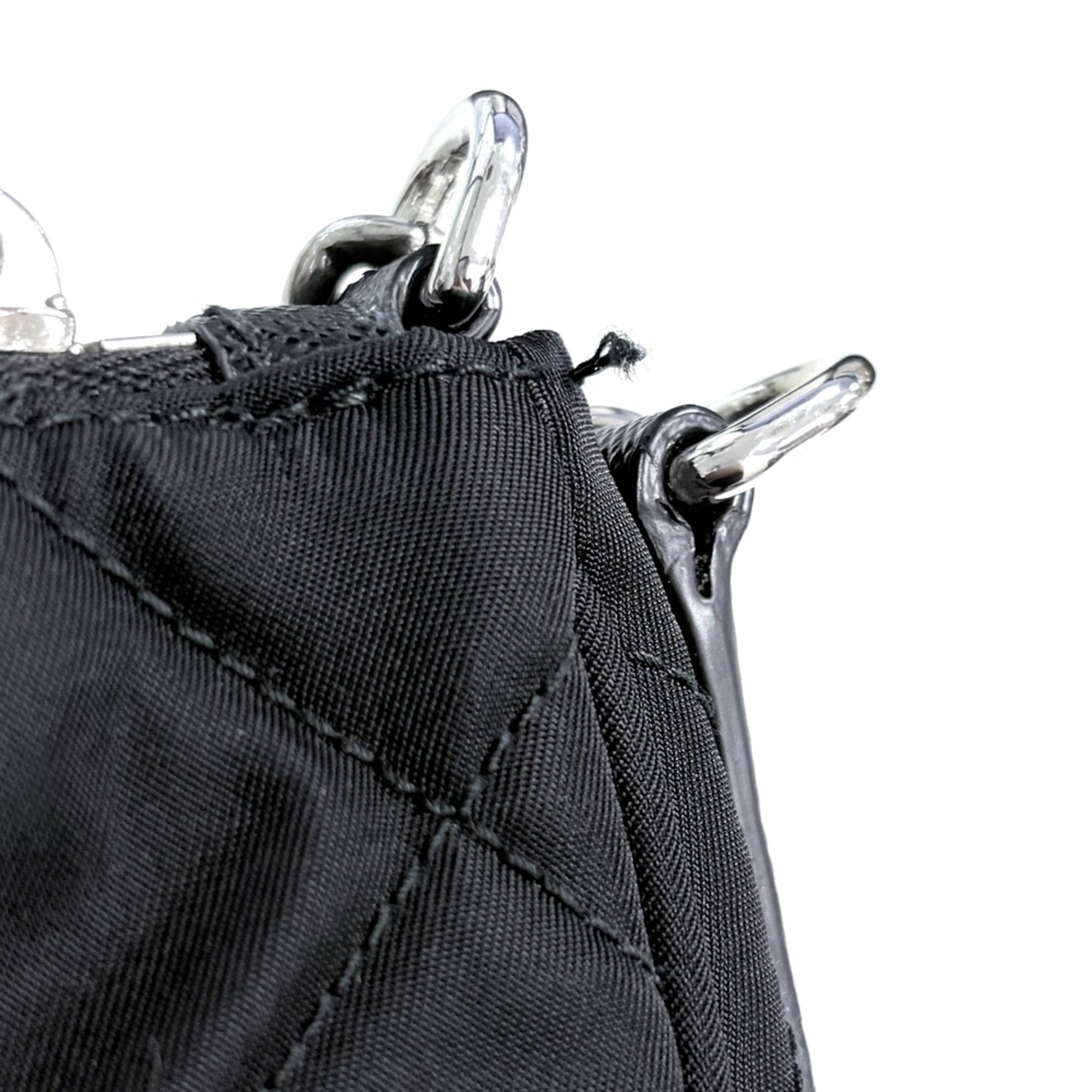 Prada Black Nylon Leather Handbag Shoulder Bag (Pre-Owned)