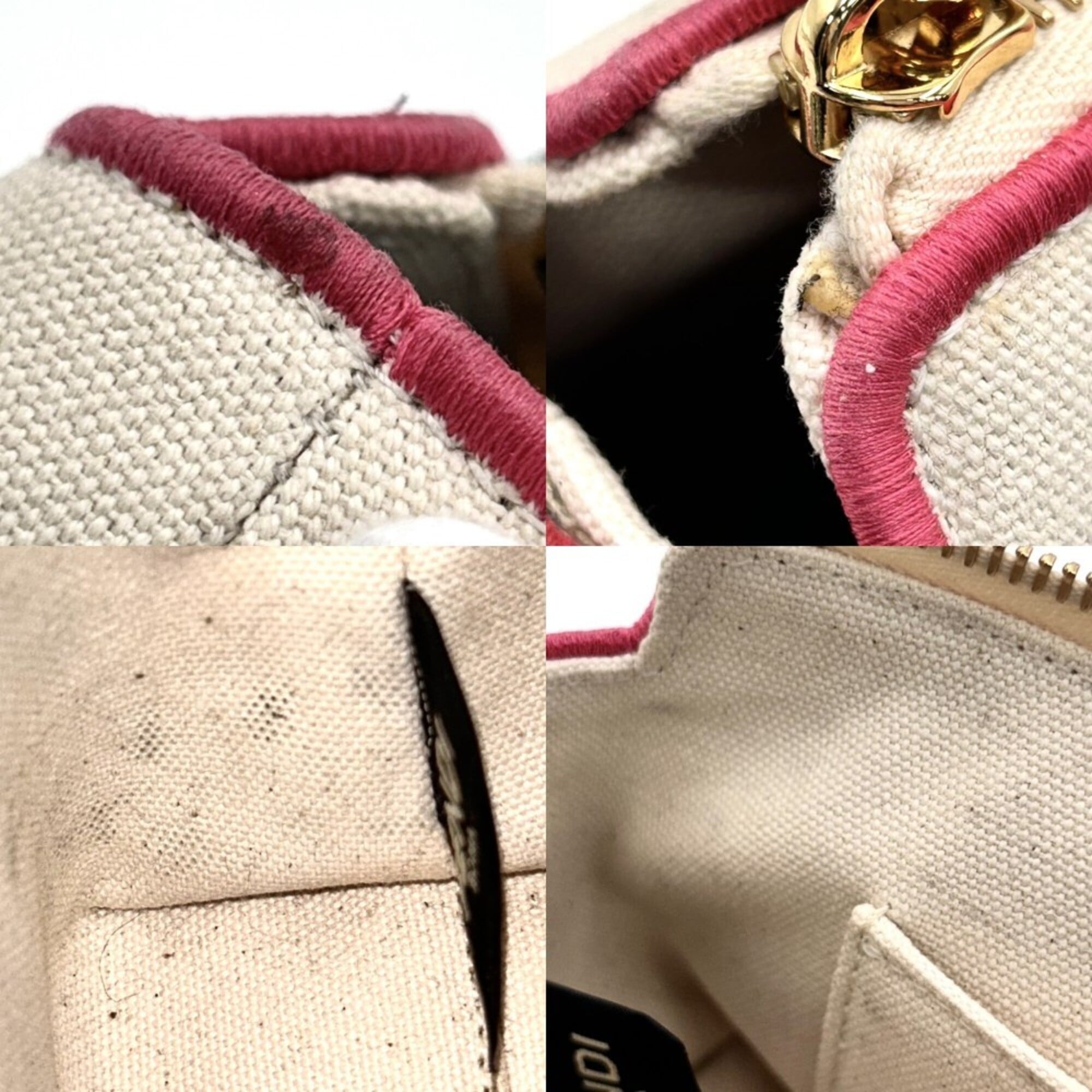 Fendi Ivory Pink Canvas Leather Handbag Shoulder Bag (Pre-Owned)
