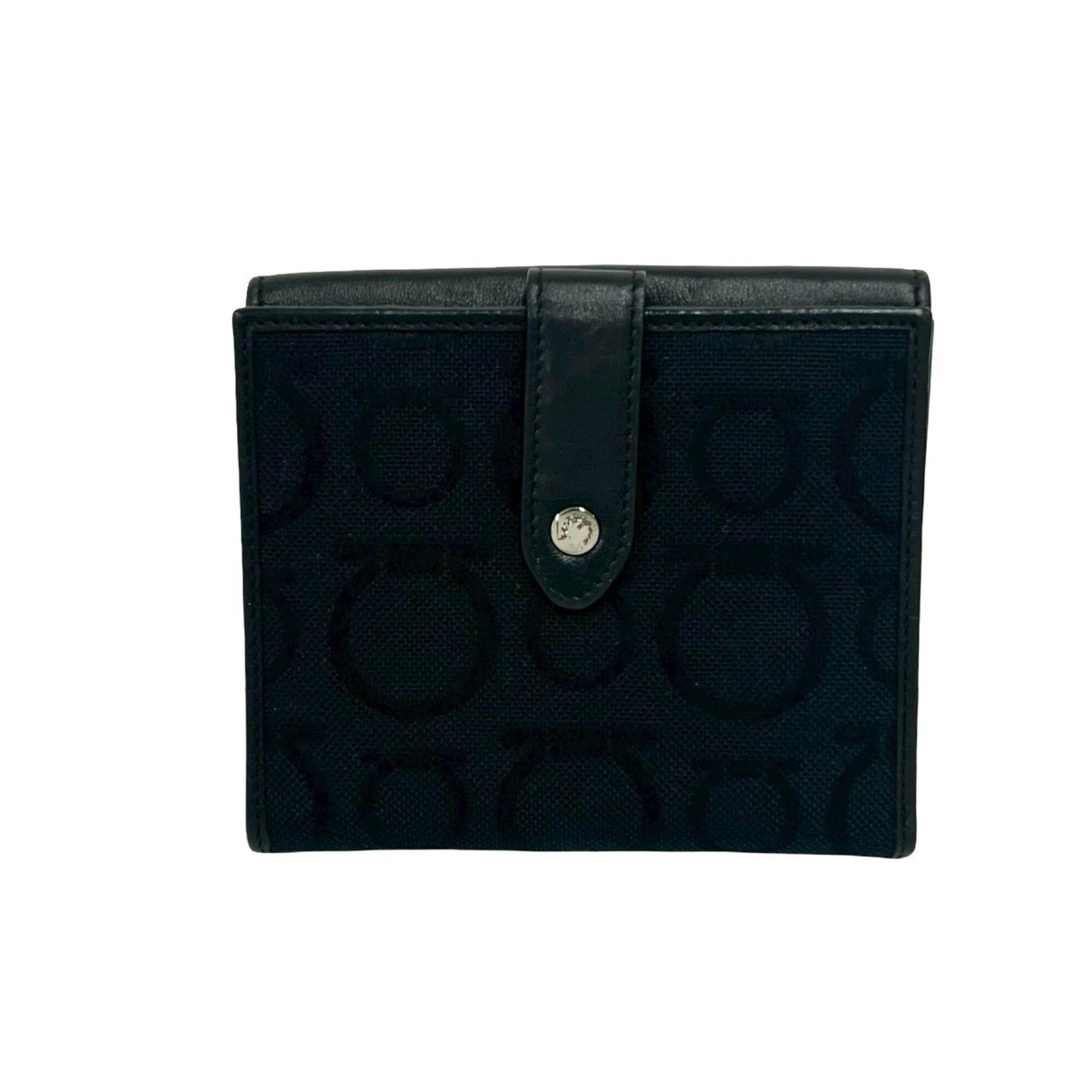 Salvatore Ferragamo Black Canvas Leather Wallet (Bi-Fold) (Pre-Owned)