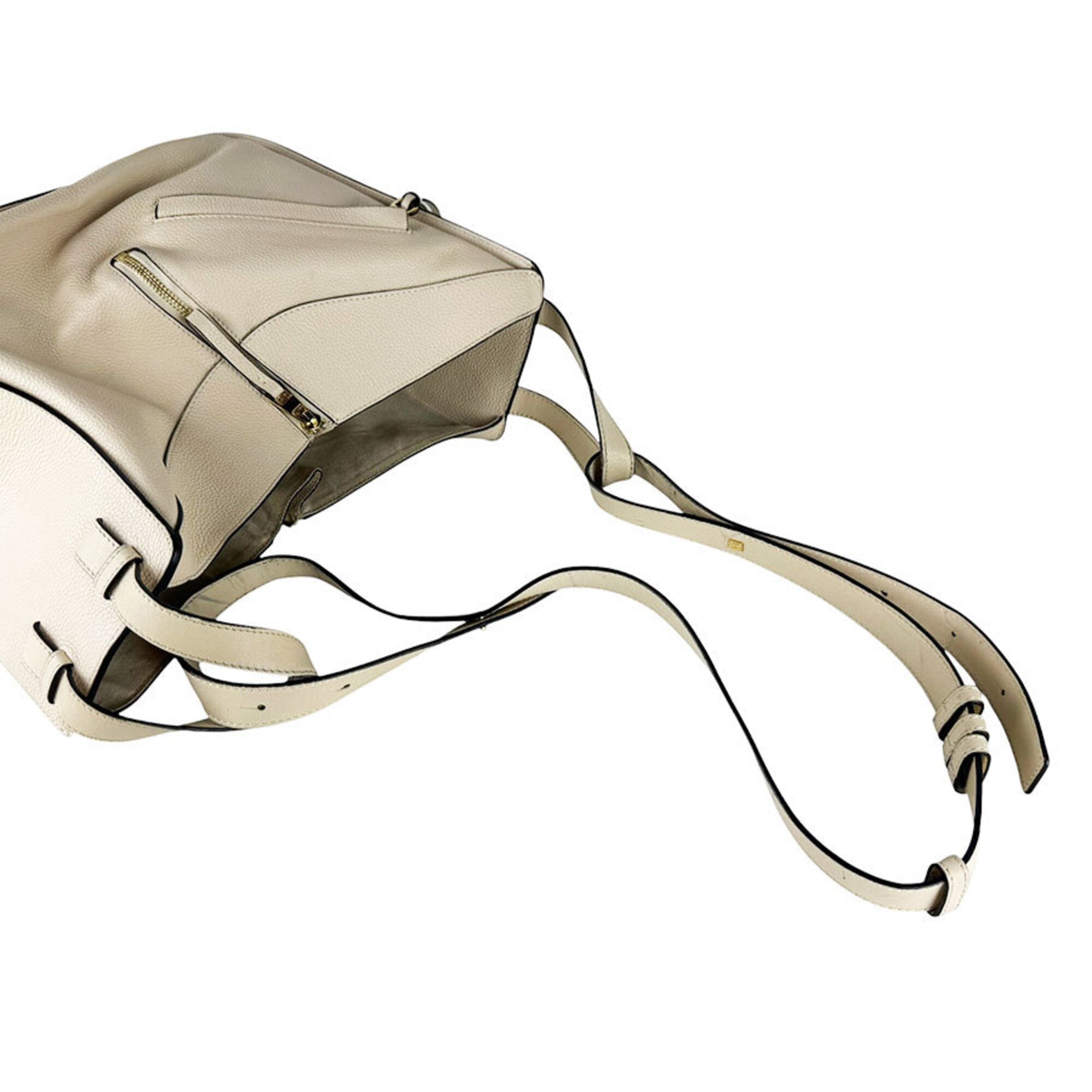 Loewe Cream Leather Handbag Shoulder Bag (Pre-Owned)
