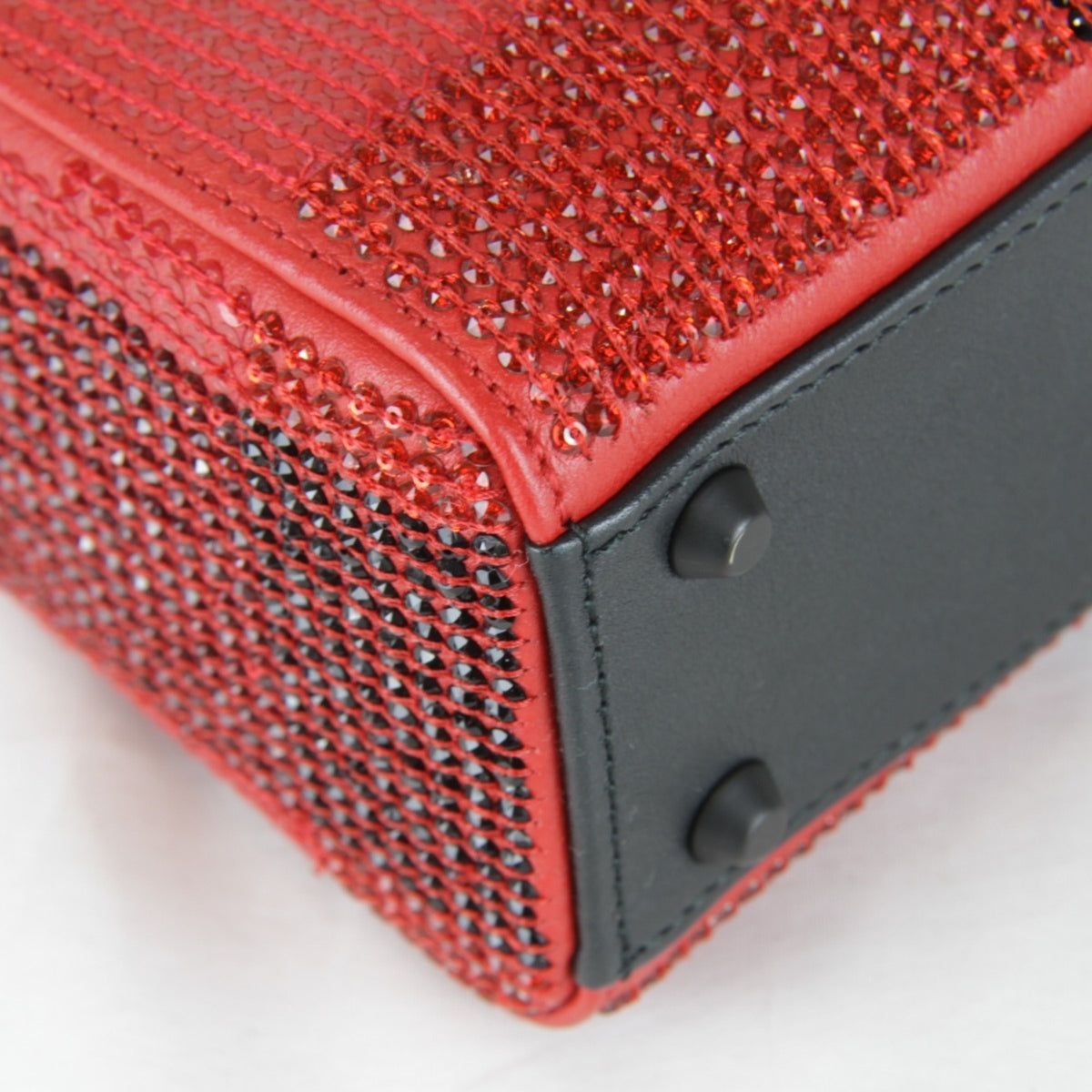 Christian Dior Red Color Rhinestone Leather Shoulder Bag (Pre-Owned)
