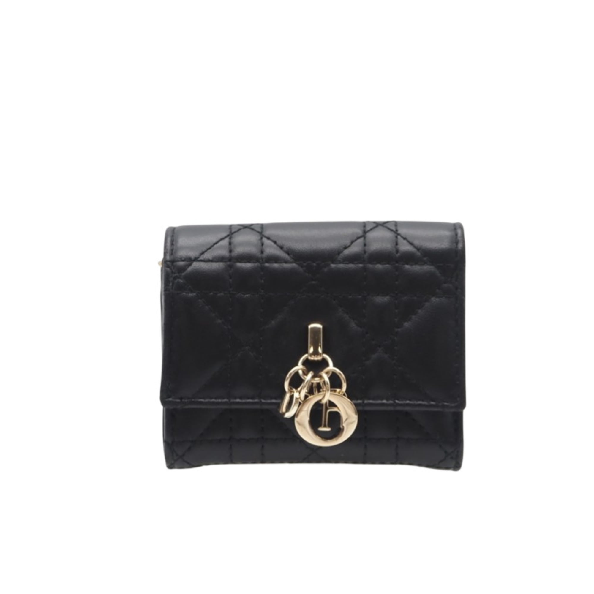 Christian Dior Black Leather Wallet (Tri-Fold) (Pre-Owned)