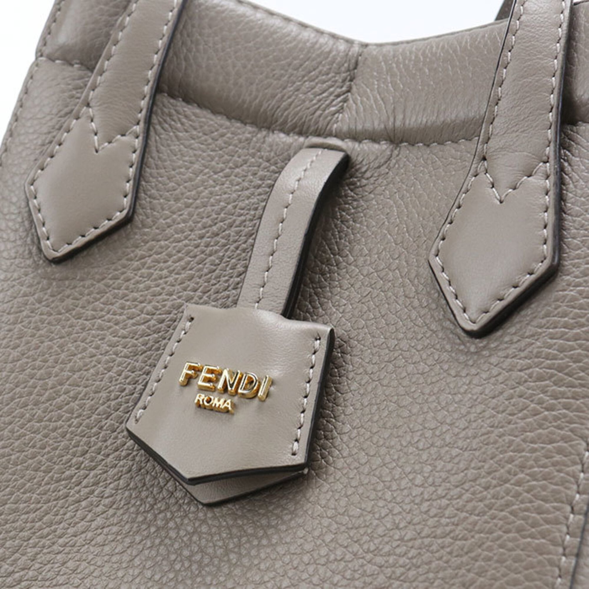 Fendi Gray Leather Shoulder Bag (Pre-Owned)