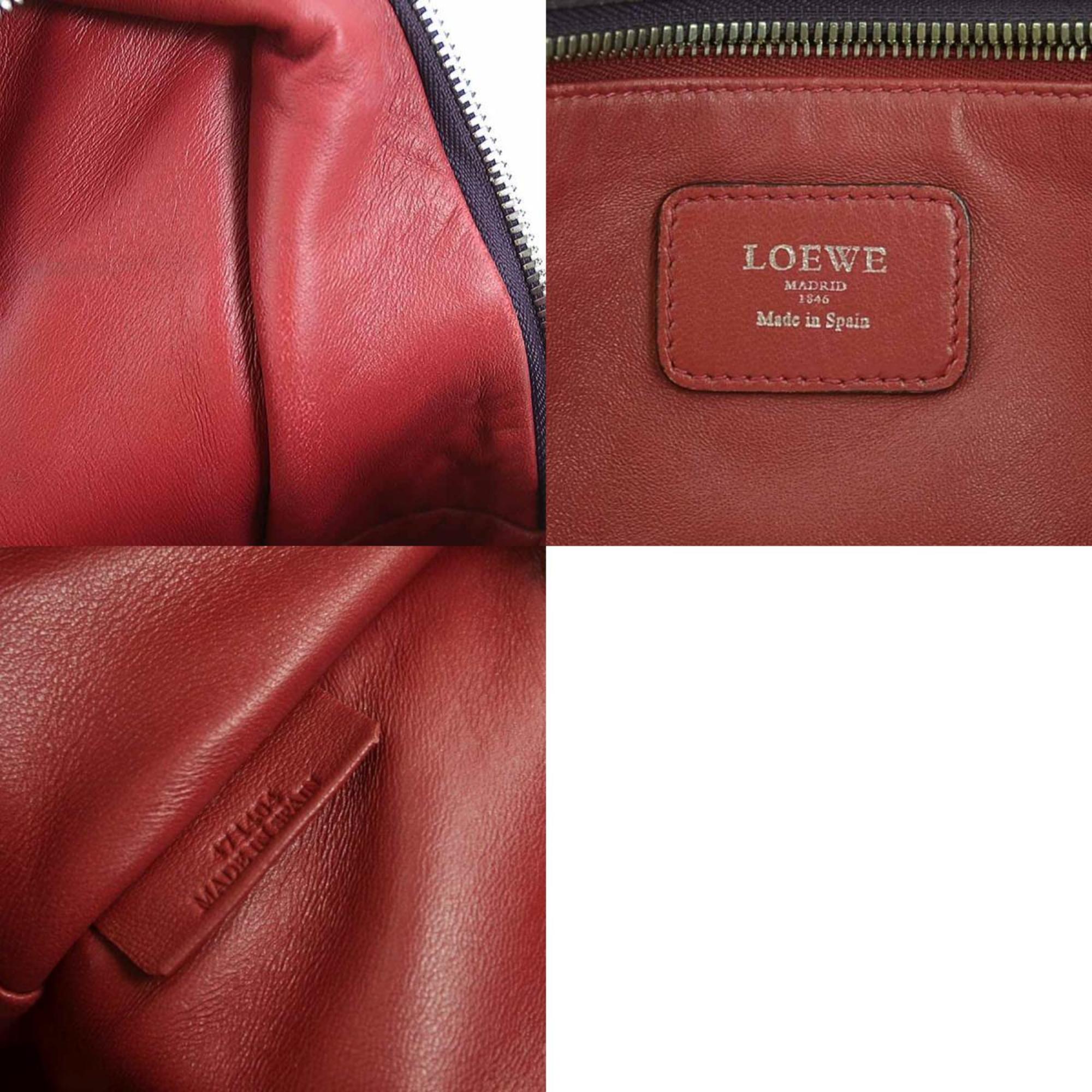 Loewe Burgundy Dark Purple Leather Handbag (Pre-Owned)