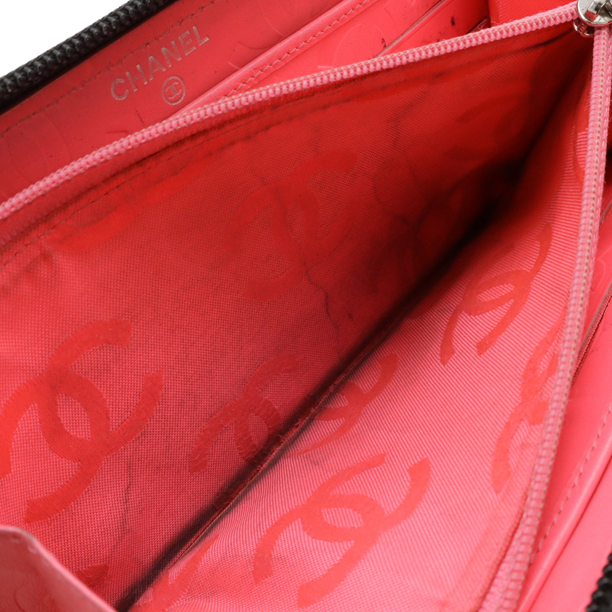 Chanel Black Pink Leather Long Wallet (Bi-Fold) (Pre-Owned)