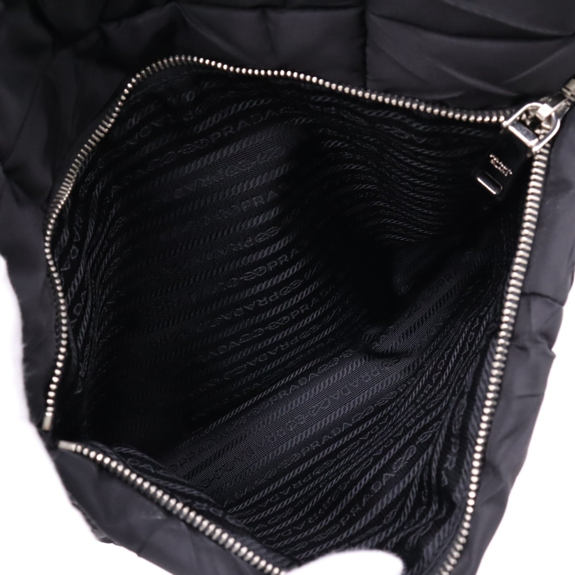 Prada Saffiano Black Nero Nylon Saffiano Clutch Bag Shoulder Bag (Pre-Owned)