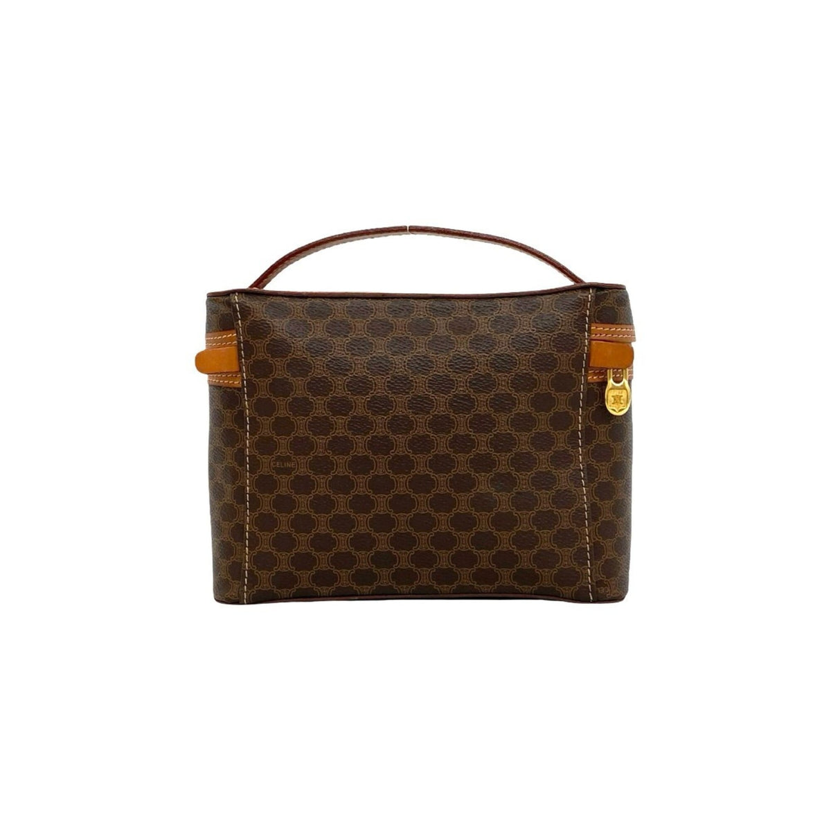 Celine Brown Leather Pvc Handbag Vanity Bag (Pre-Owned)