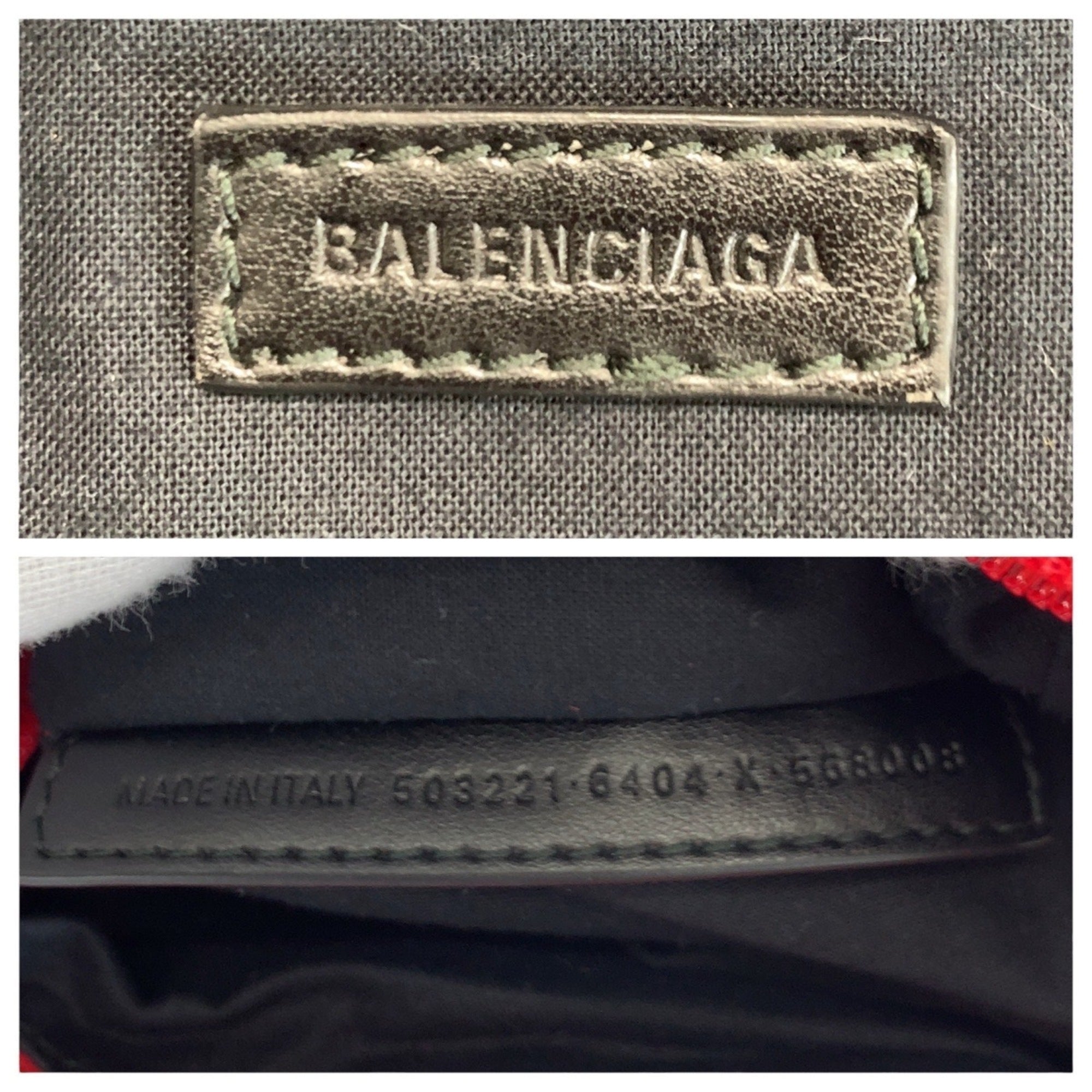 Balenciaga Black Red Color Canvas Backpack (Pre-Owned)