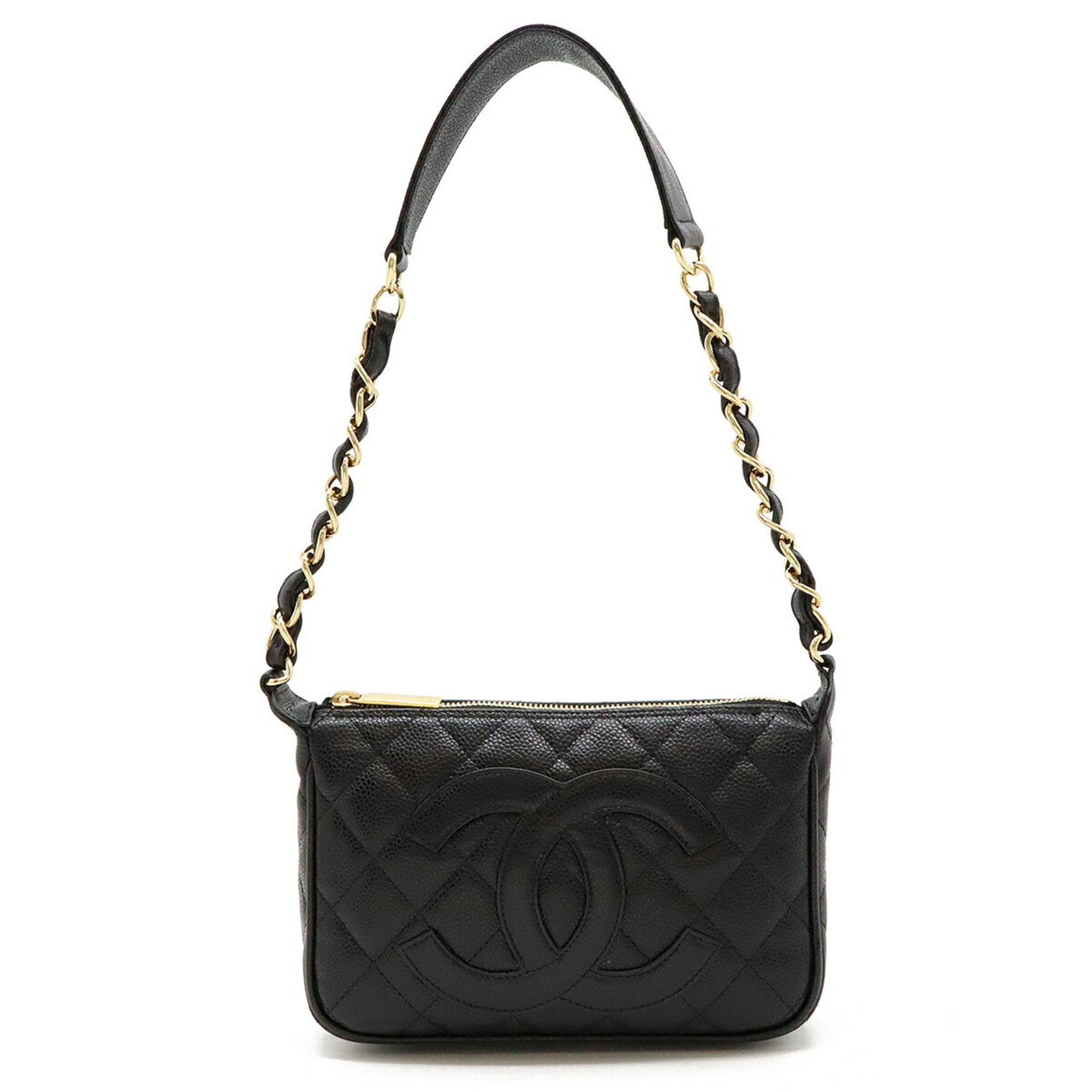 Chanel Black Caviar Leather Shoulder Bag (Pre-Owned)