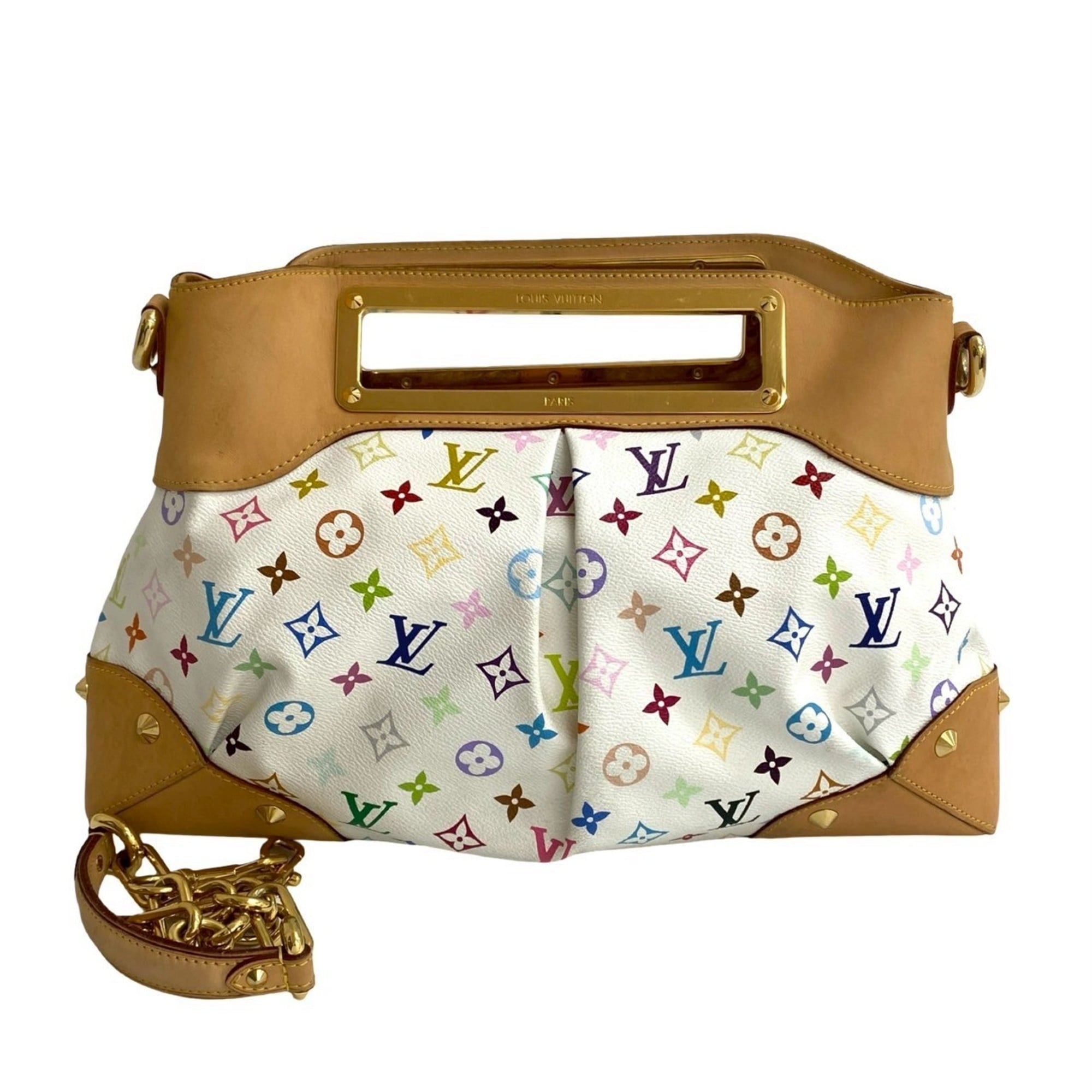 Louis Vuitton Brown Multi-Color White Leather Pvc Handbag Shoulder Bag (Pre-Owned)