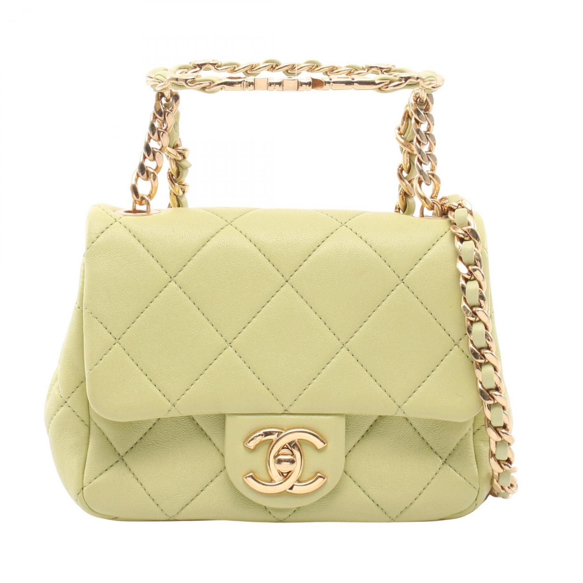 Chanel Green Leather Handbag Shoulder Bag (Pre-Owned)