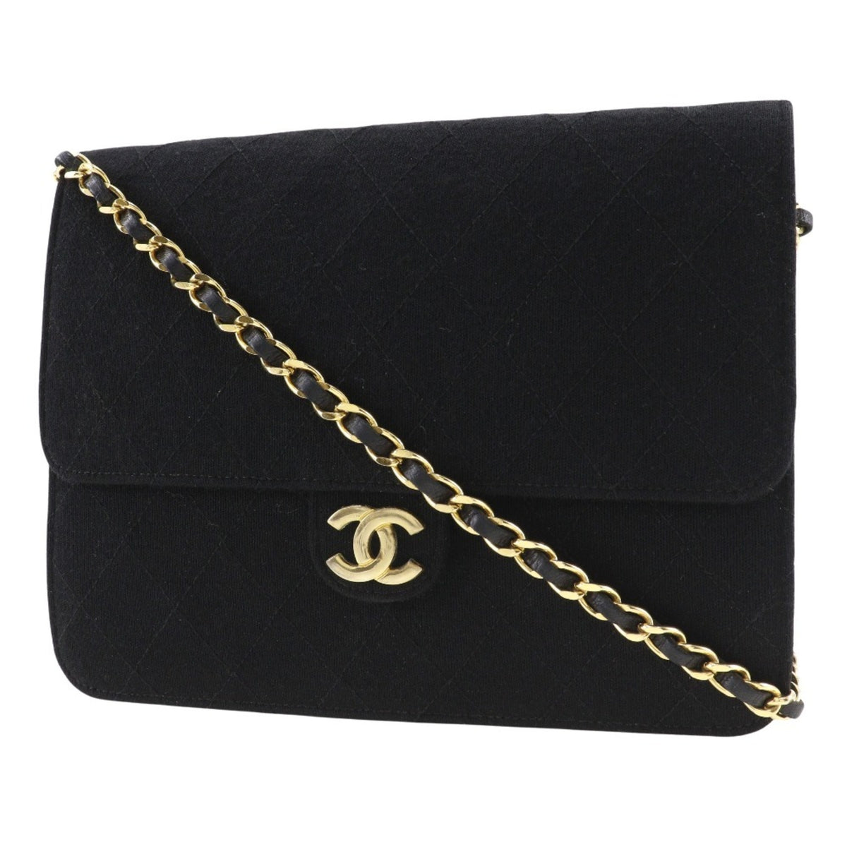 Chanel Black Cotton Shoulder Bag (Pre-Owned)