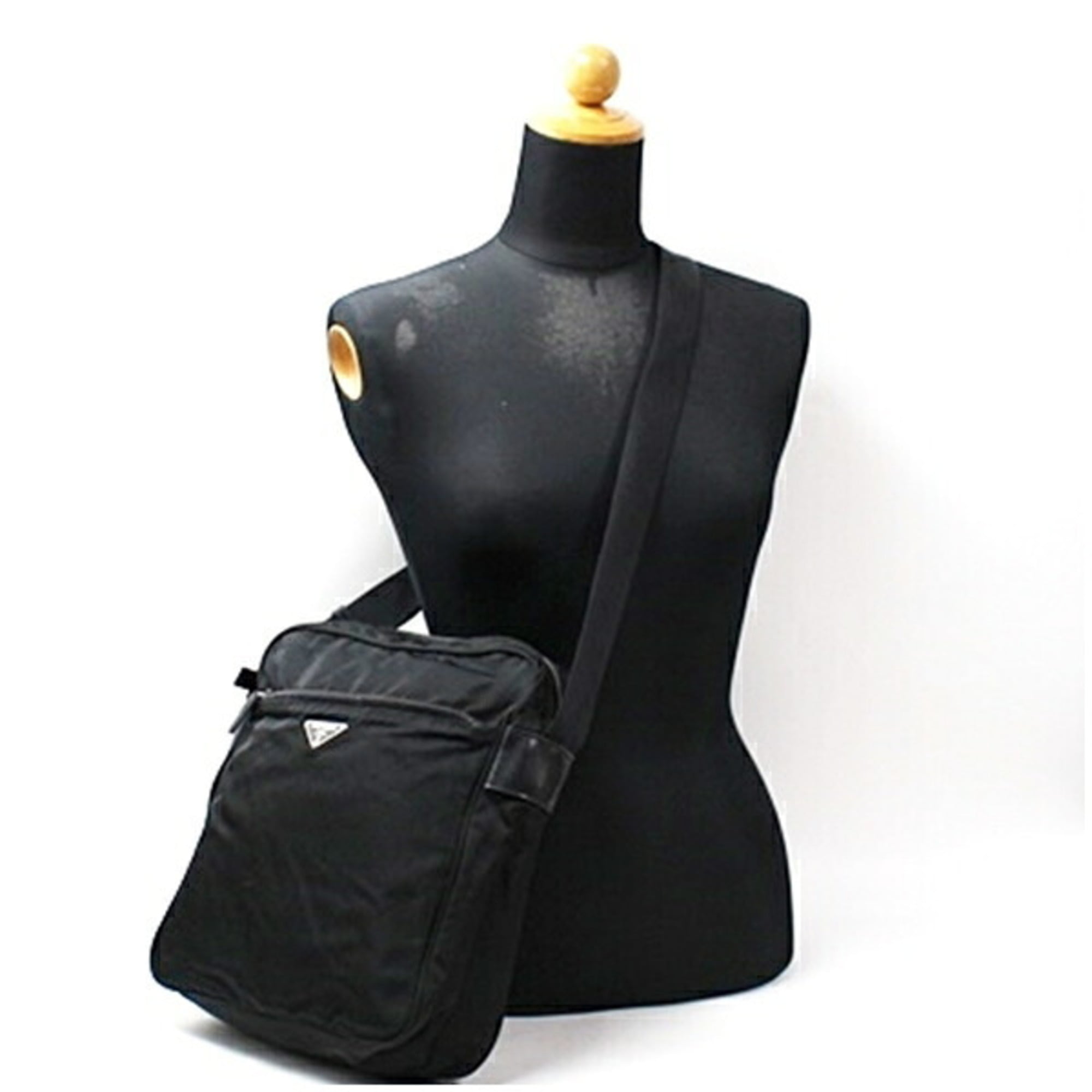 Prada Black White Nylon Shoulder Bag (Pre-Owned)
