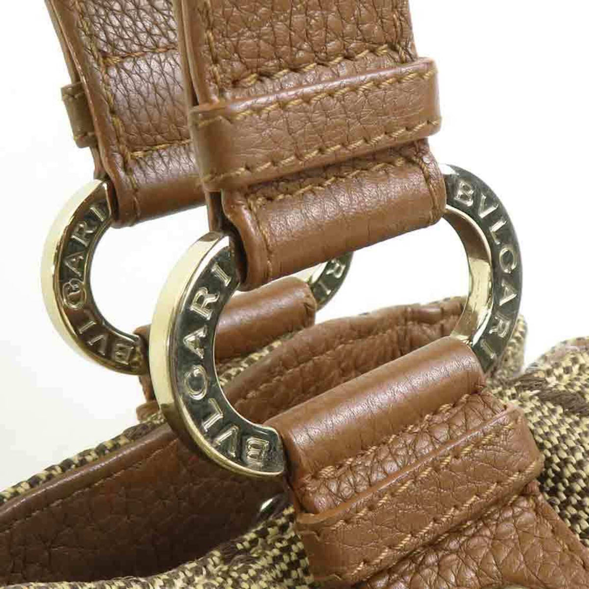 Bvlgari Brown Canvas Leather Handbag (Pre-Owned)