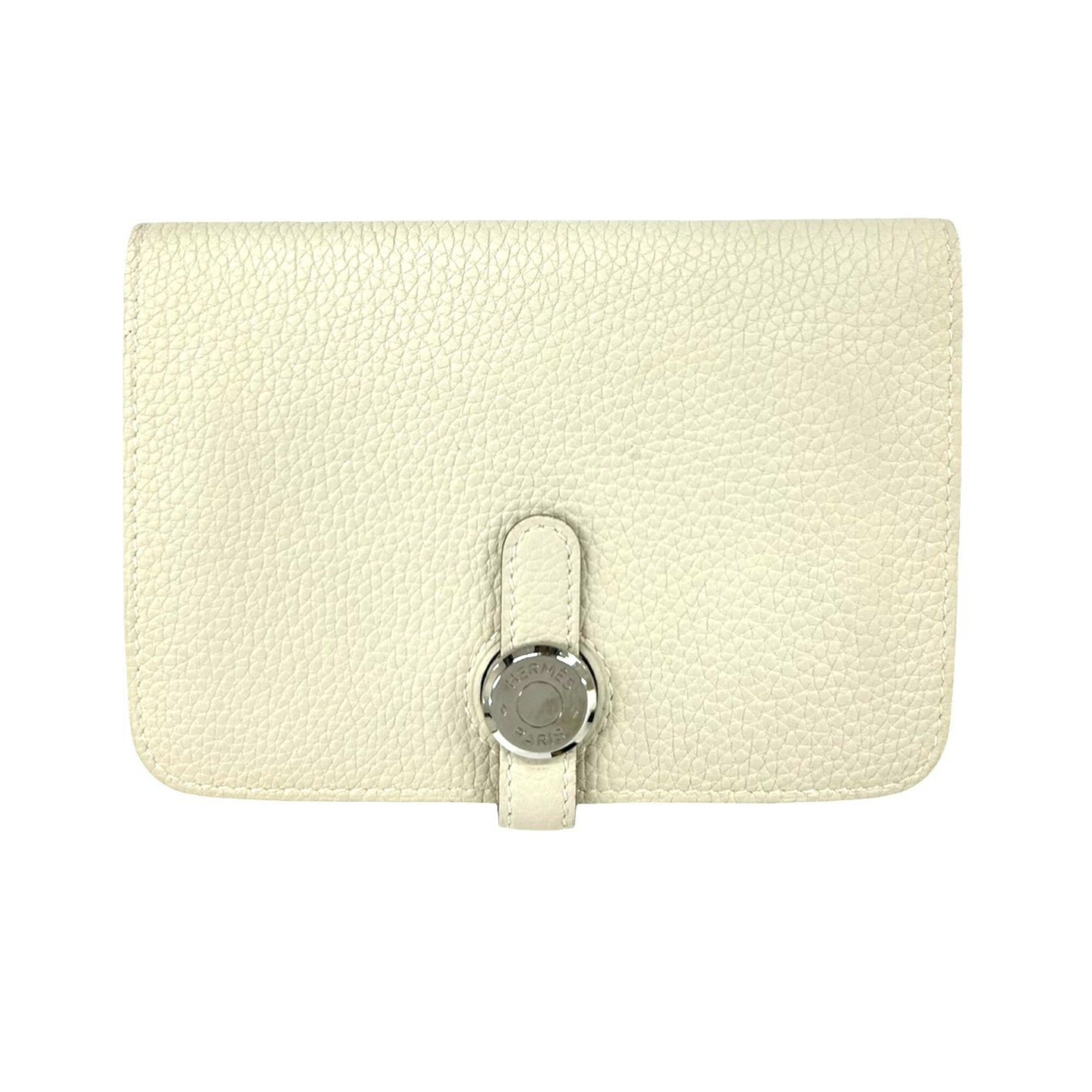 Hermes White Taurillon Clemence Leather Wallet (Bi-Fold) (Pre-Owned)