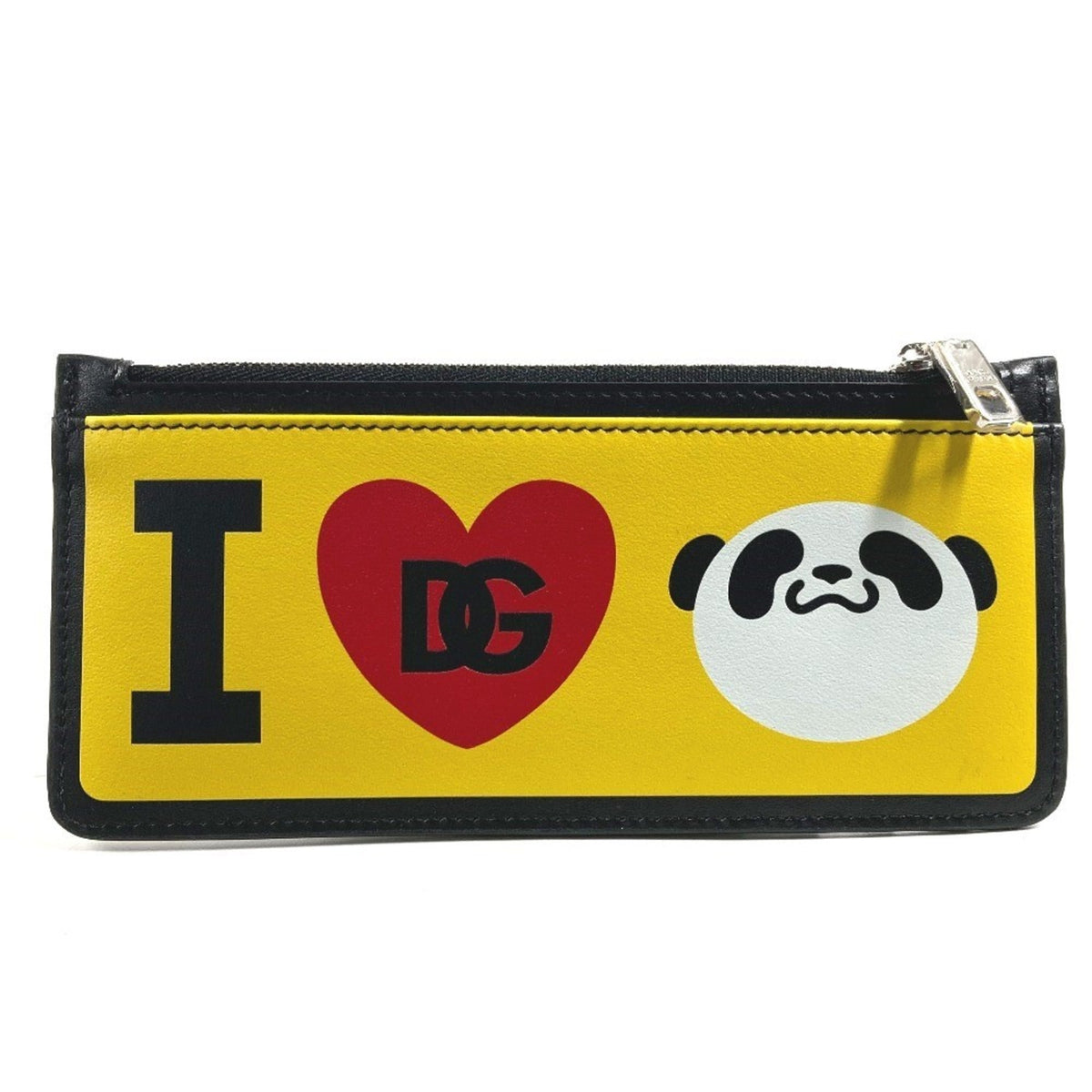 Dolce & Gabbana Black Yellow Leather Coin Purse/Coin Case (Pre-Owned)