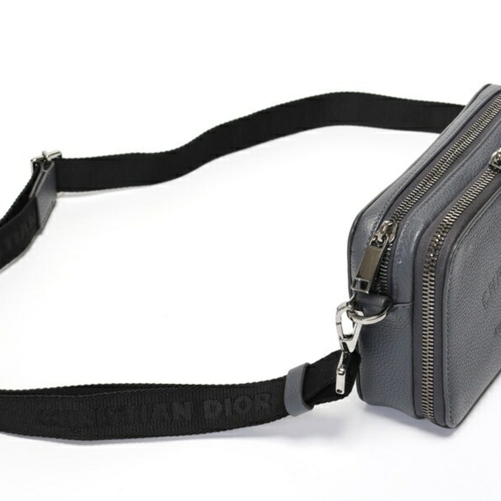Christian Dior Gray Leather Fanny Pack Pouch (Pre-Owned)