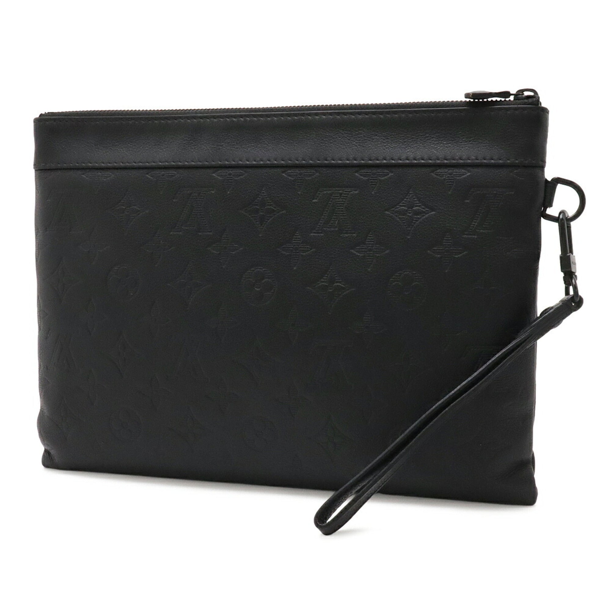 Louis Vuitton Black Noir Leather Clutch Bag Pochette (Pre-Owned)