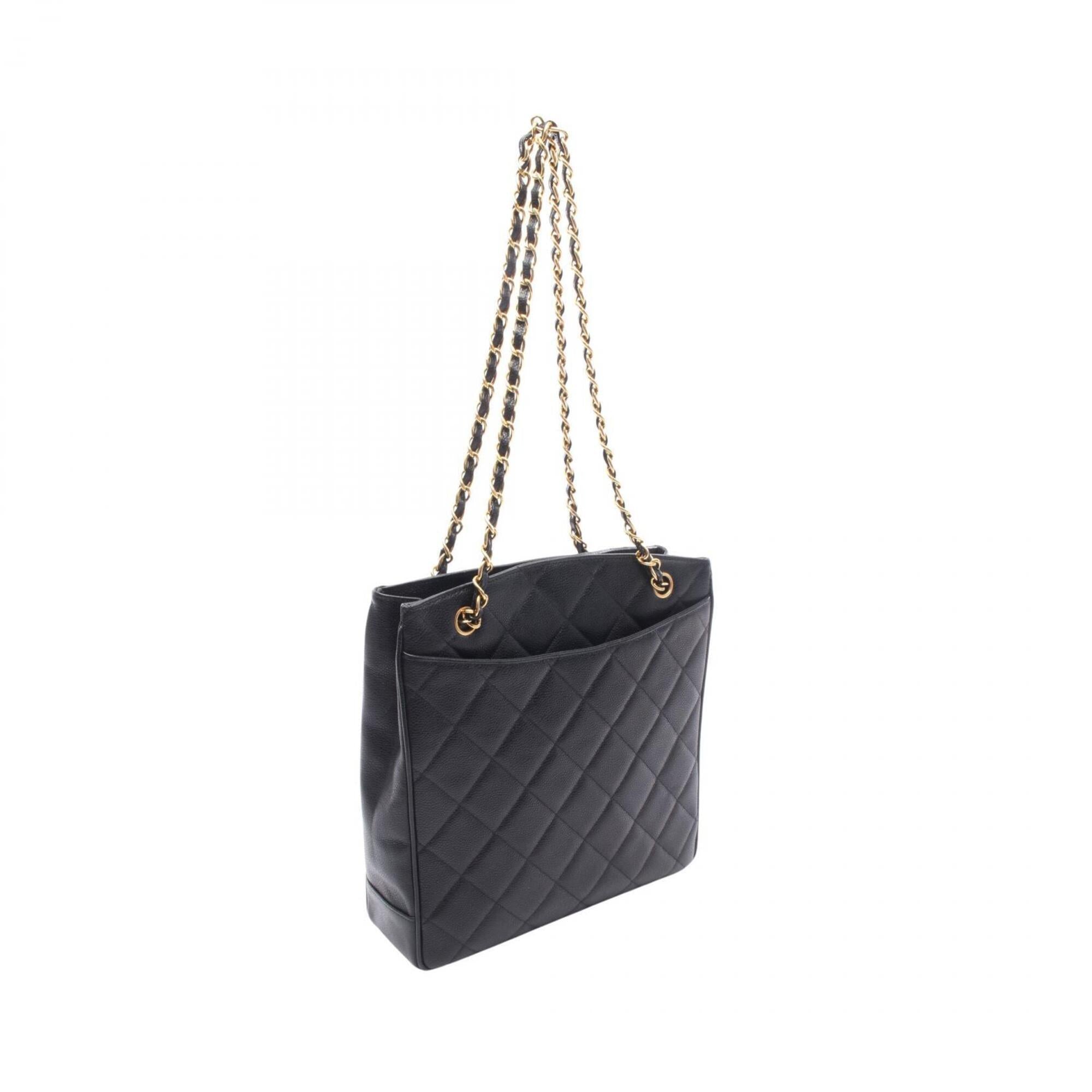 Chanel Matelasse Black Grained Calfskin Handbag Tote Bag (Pre-Owned)