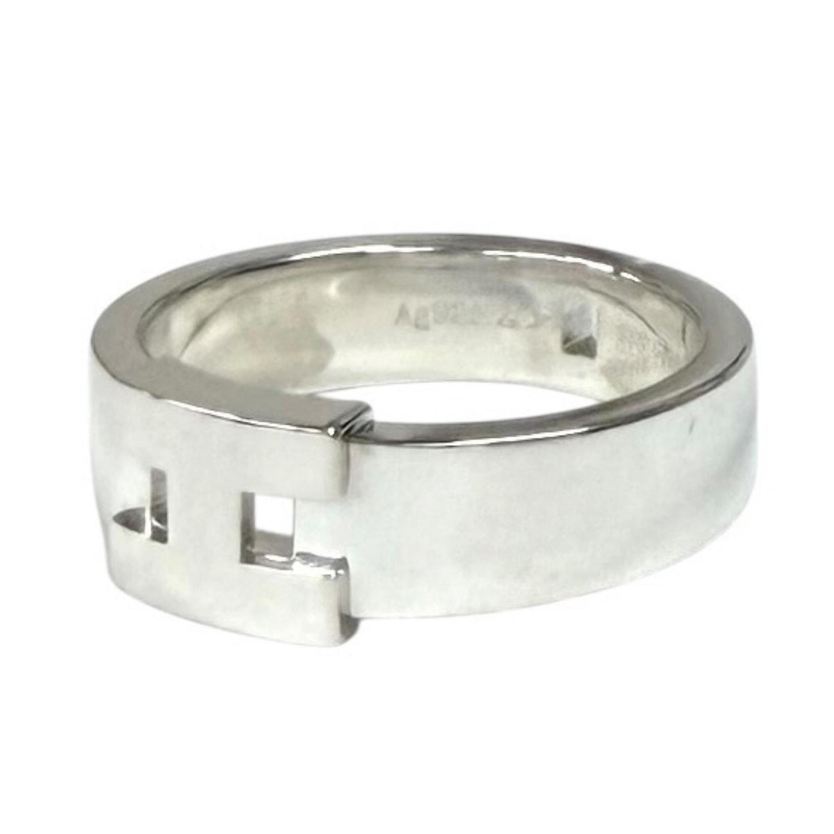 Hermes Silver Silver 925 Band Ring (Pre-Owned)