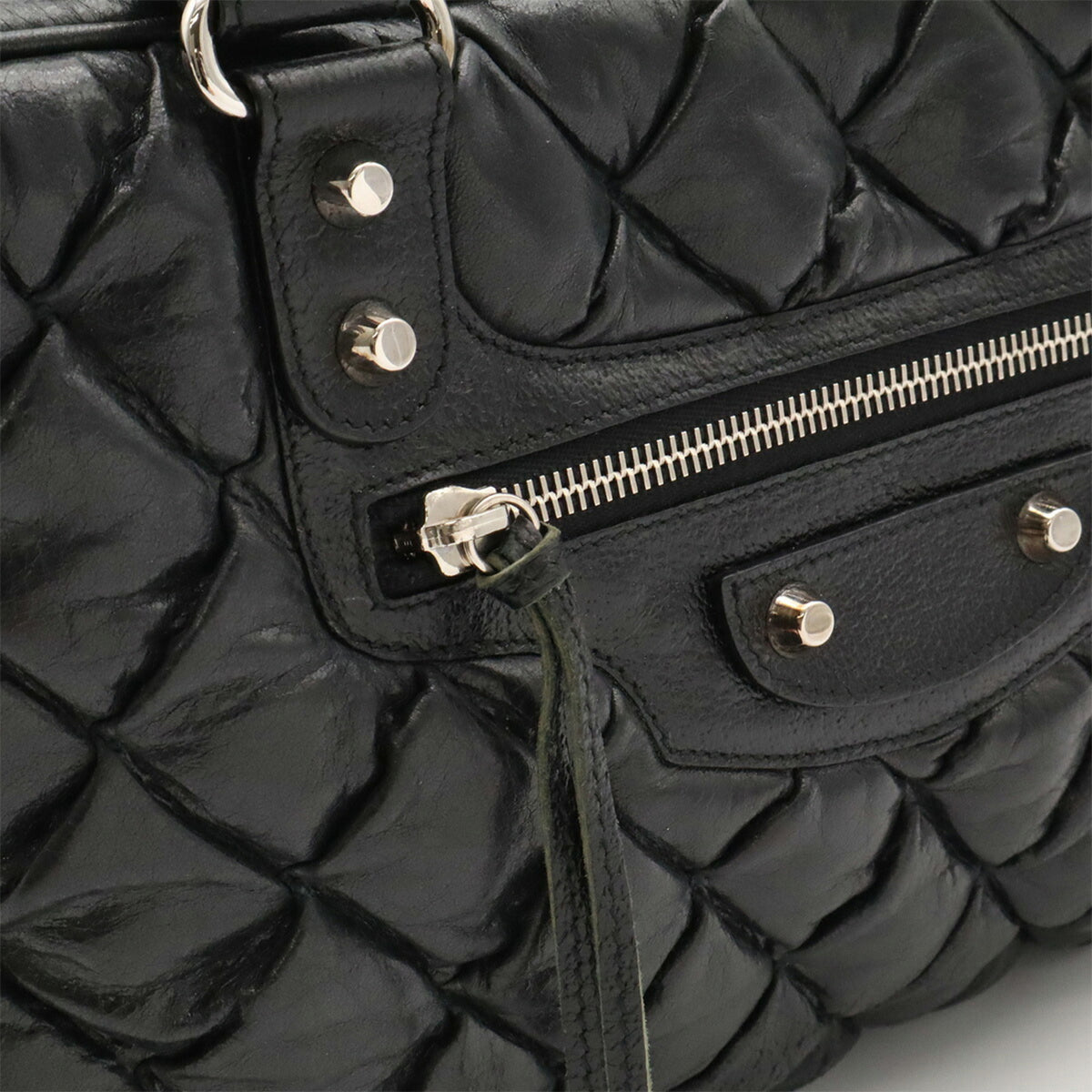 Balenciaga Black Leather Boston Bag Handbag (Pre-Owned)