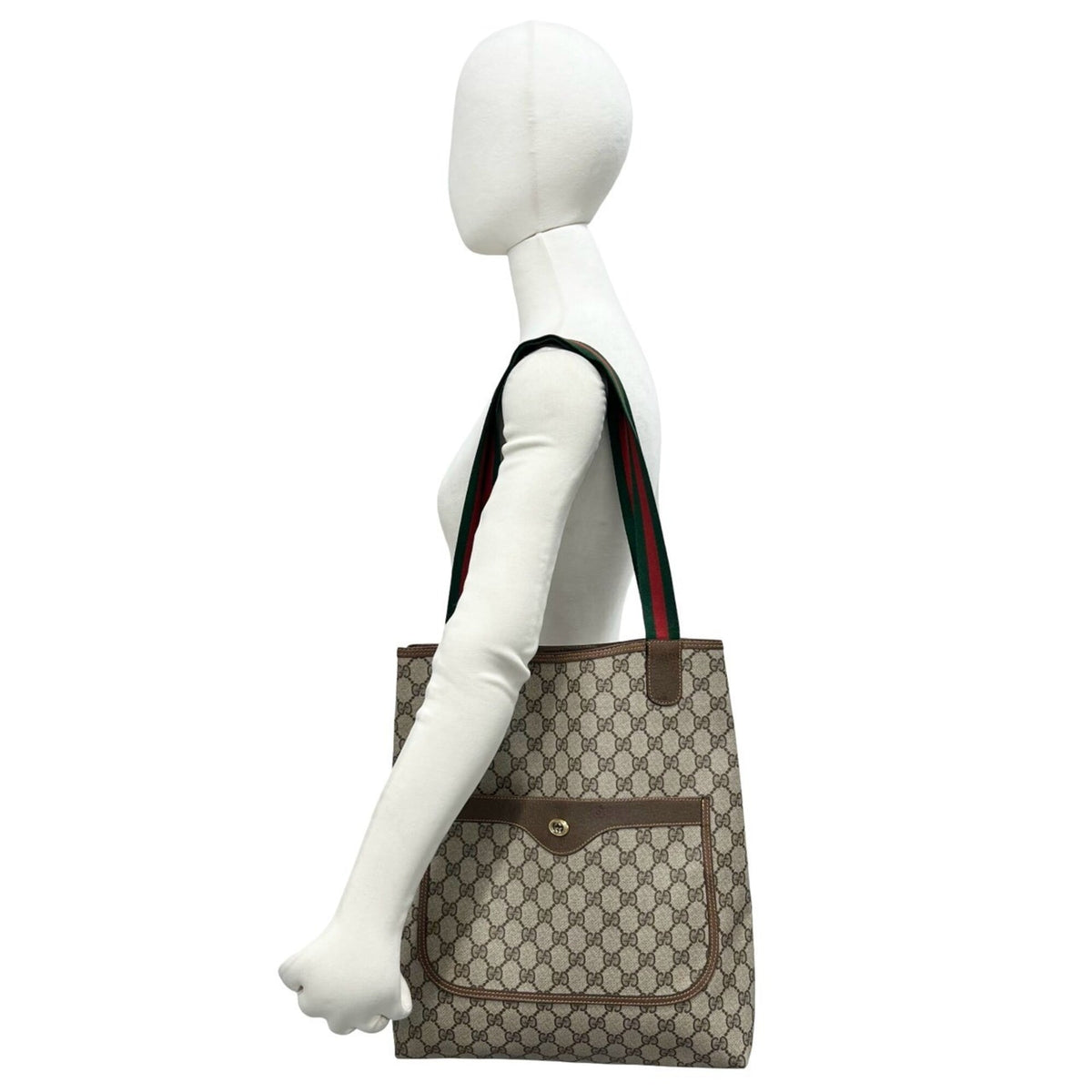 Gucci Brown Leather Pvc Shoulder Bag Tote Bag (Pre-Owned)