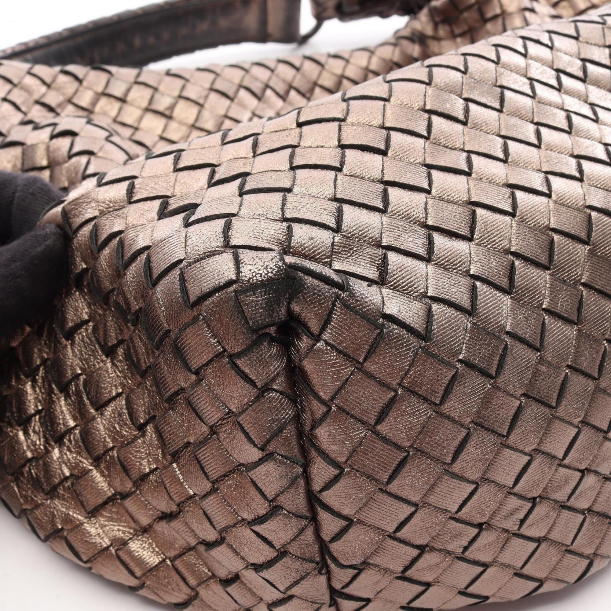Bottega Veneta Gold Intrecciato Handbag Shoulder Bag (Pre-Owned)
