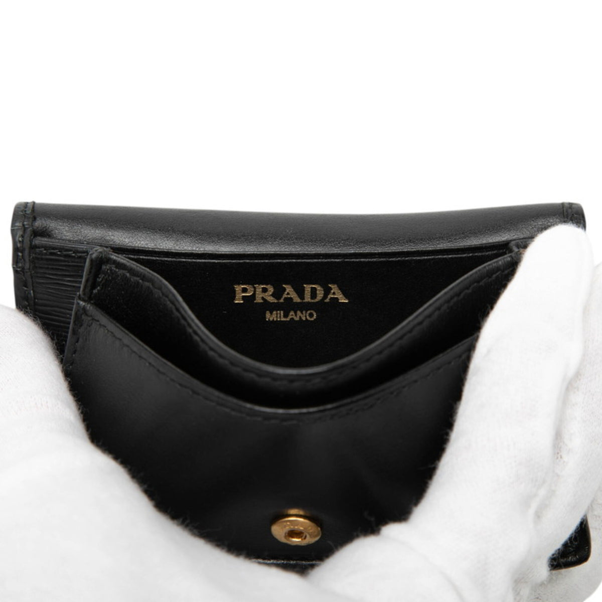 Prada Black Leather Coin Purse/Coin Case (Pre-Owned)
