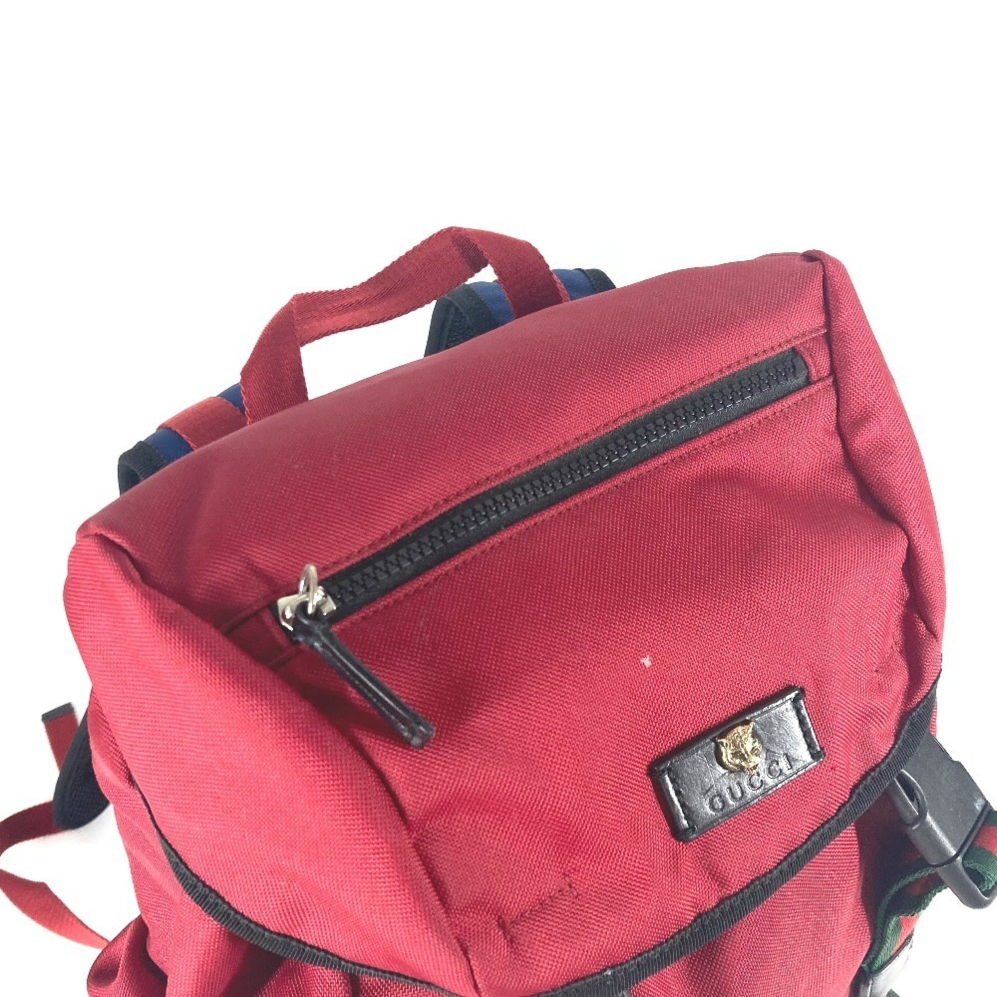 Gucci Black Red Color Nylon Canvas Backpack (Pre-Owned)