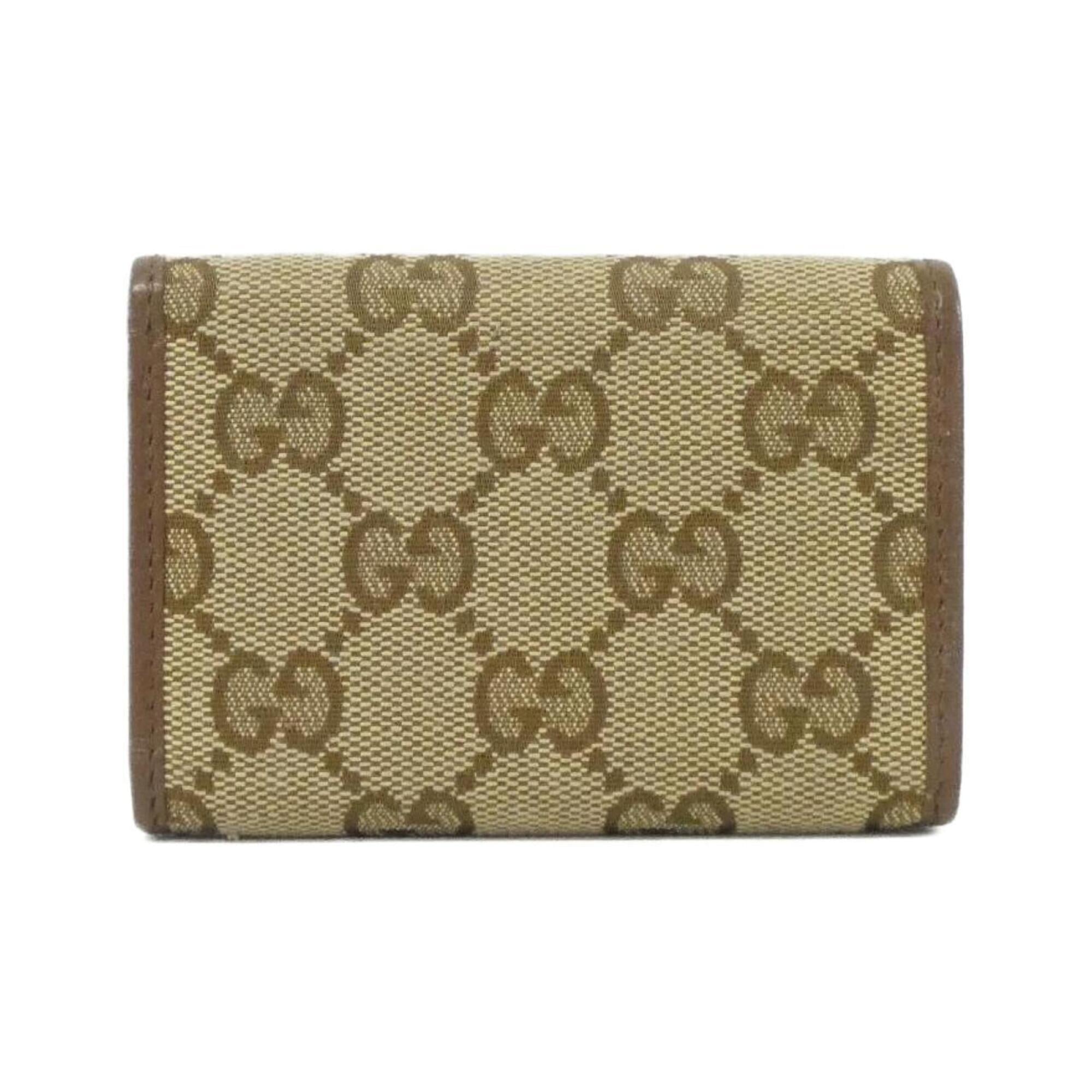 Gucci Beige Brown Gg Canvas Leather Wallet (Tri-Fold) (Pre-Owned)