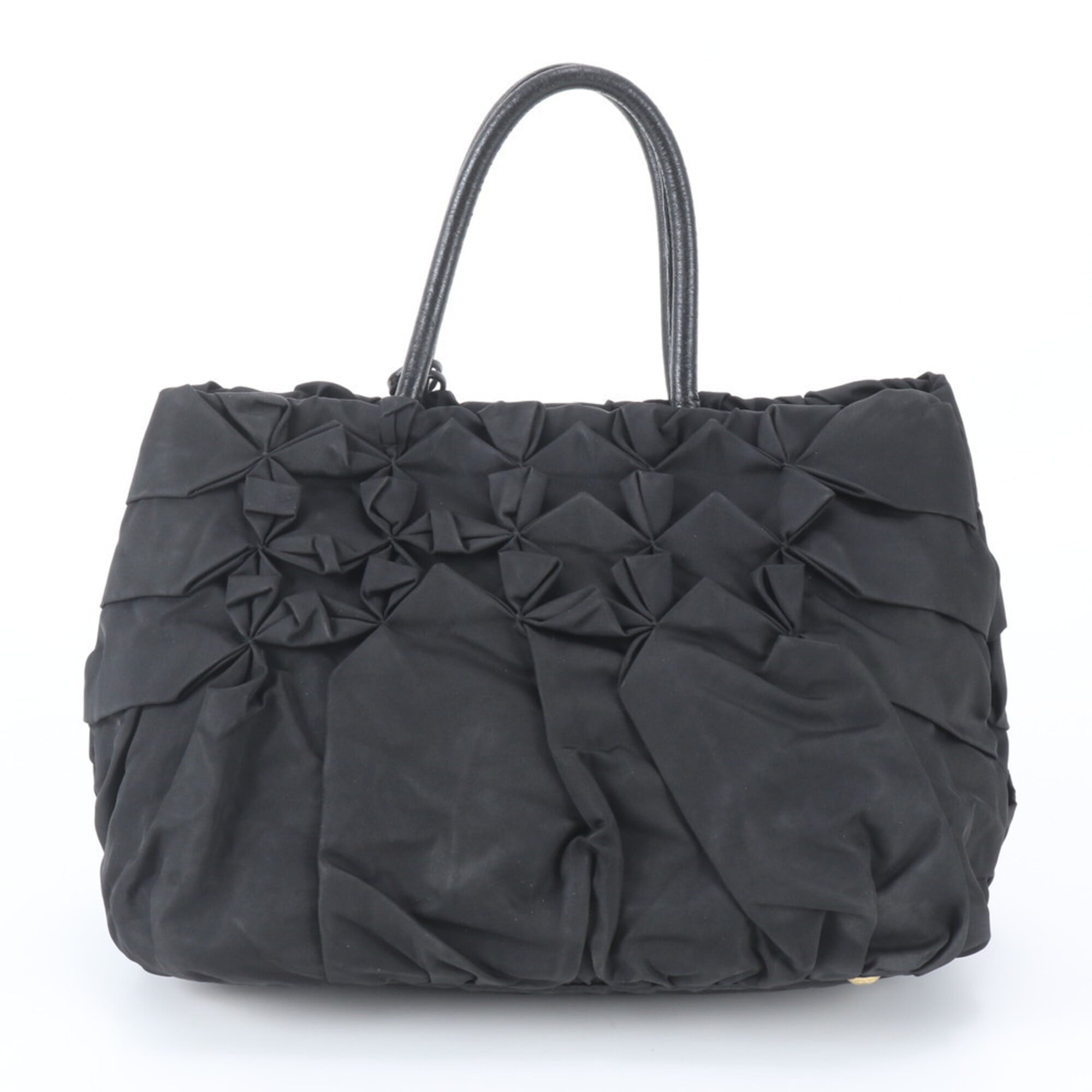 Prada Black Nylon Leather Shoulder Bag Tote Bag (Pre-Owned)
