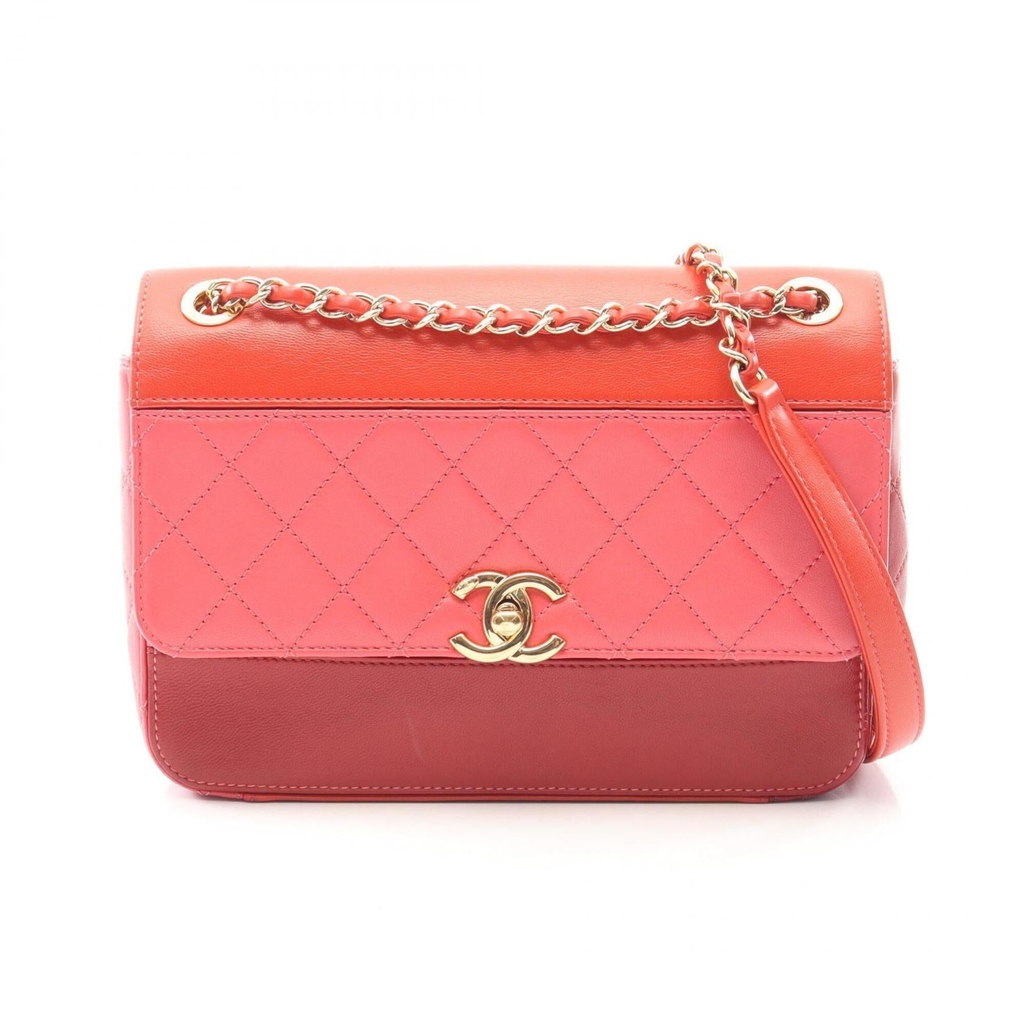 Chanel Multi-Color Red Color Leather Handbag Shoulder Bag (Pre-Owned)