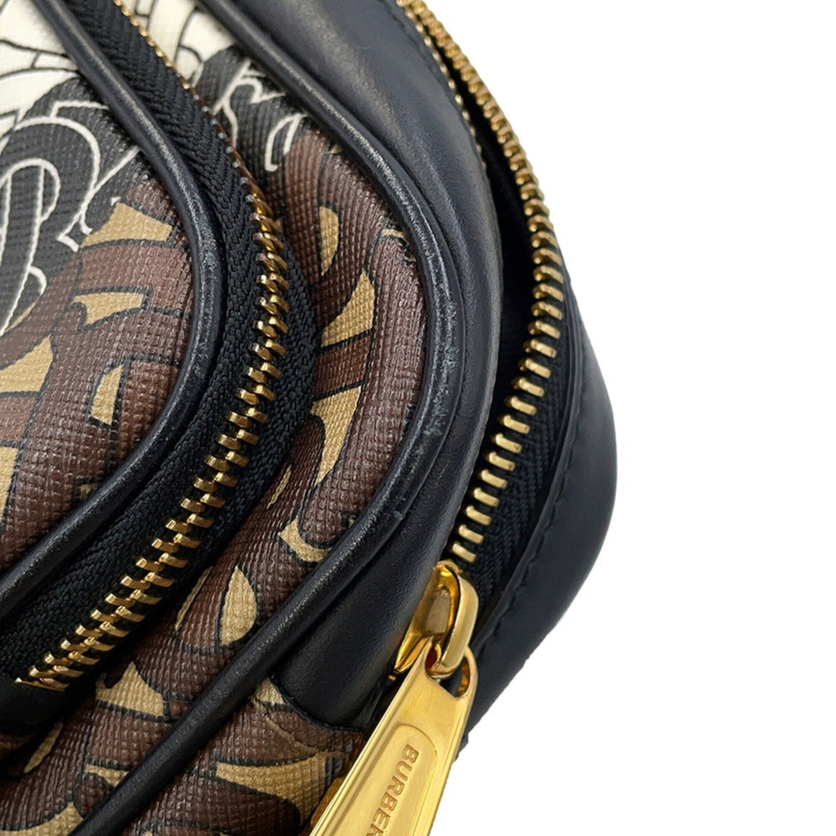 Burberry Black Brown White Leather Pvc Handbag Shoulder Bag (Pre-Owned)