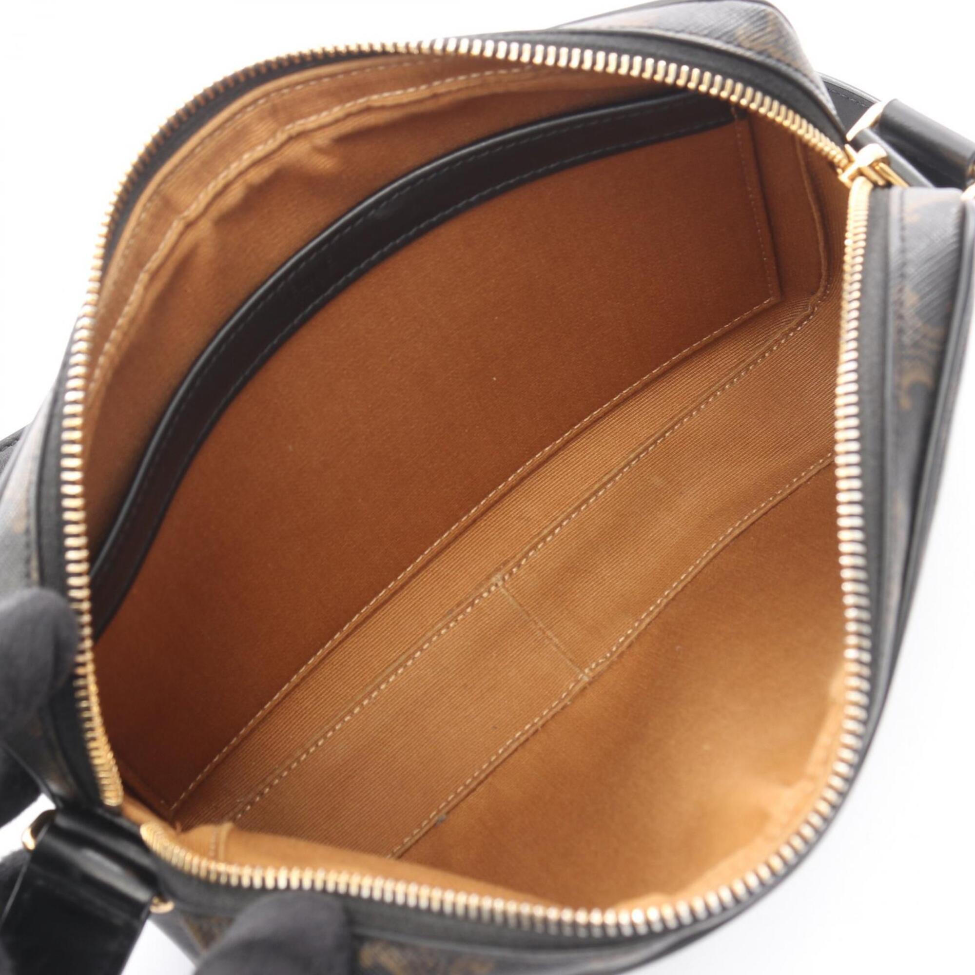 Celine Brown Coated Canvas Leather Handbag Shoulder Bag (Pre-Owned)