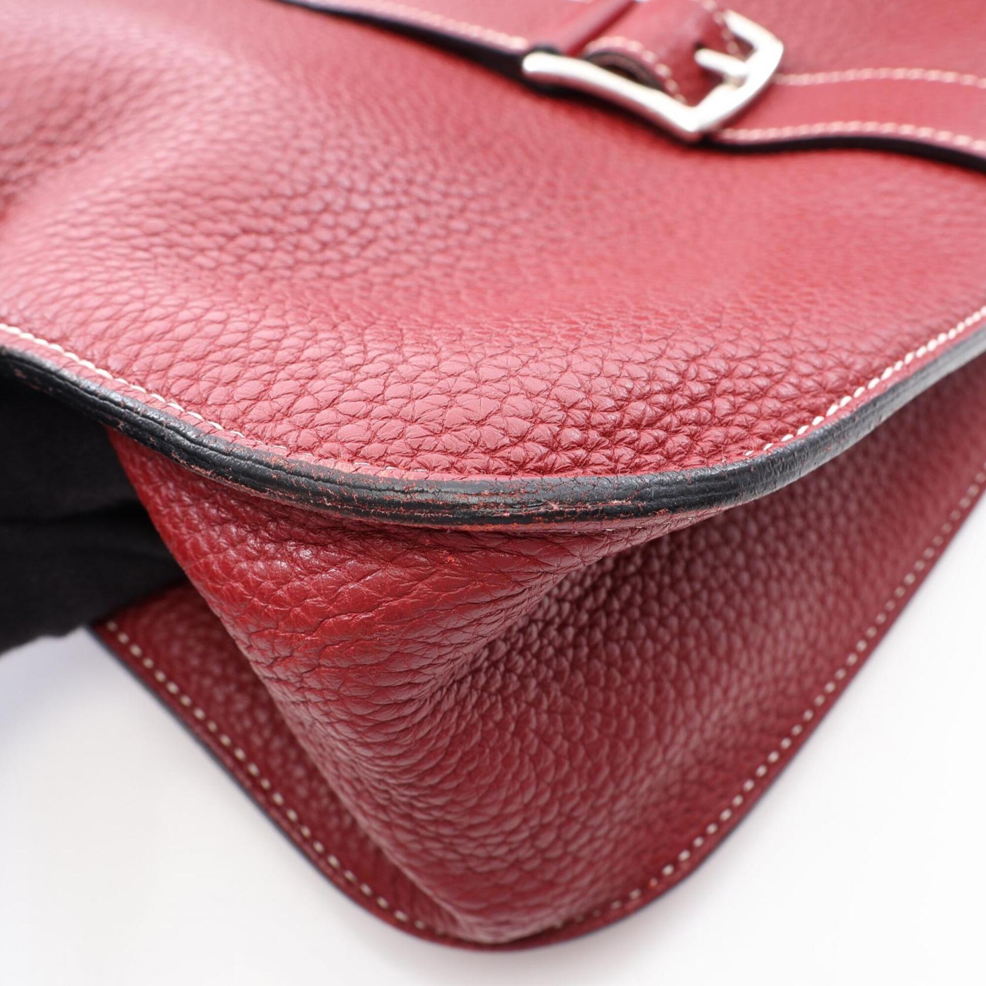 Hermes Bordeaux Rouge H Taurillon Clemence Leather Handbag (Pre-Owned)
