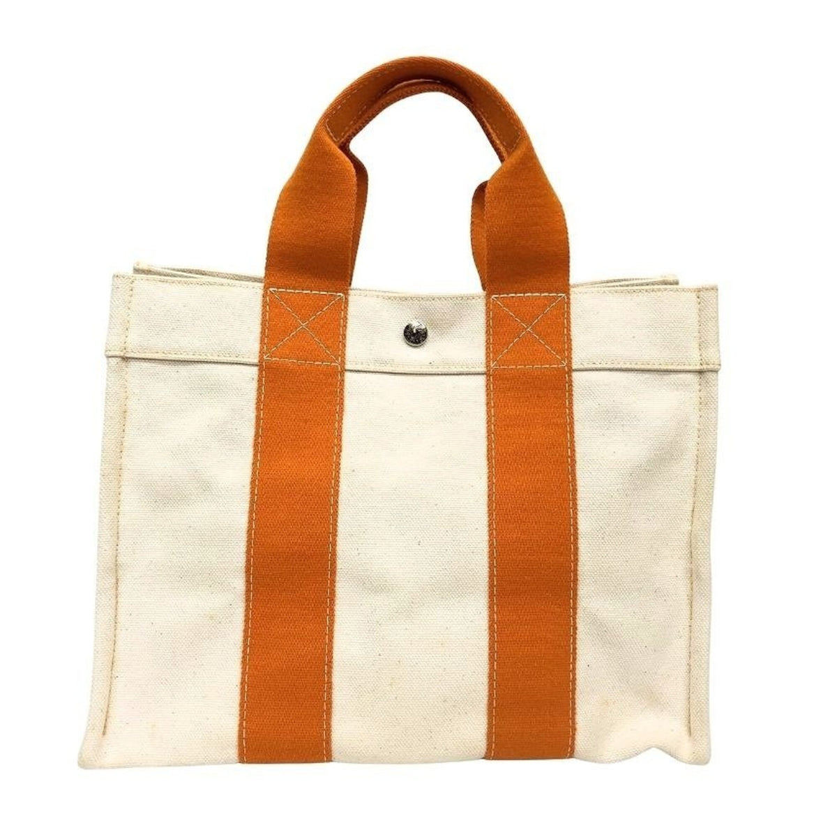 Hermes Bora Bora Cream Orange Cotton Canvas Tote Bag (Pre-Owned)