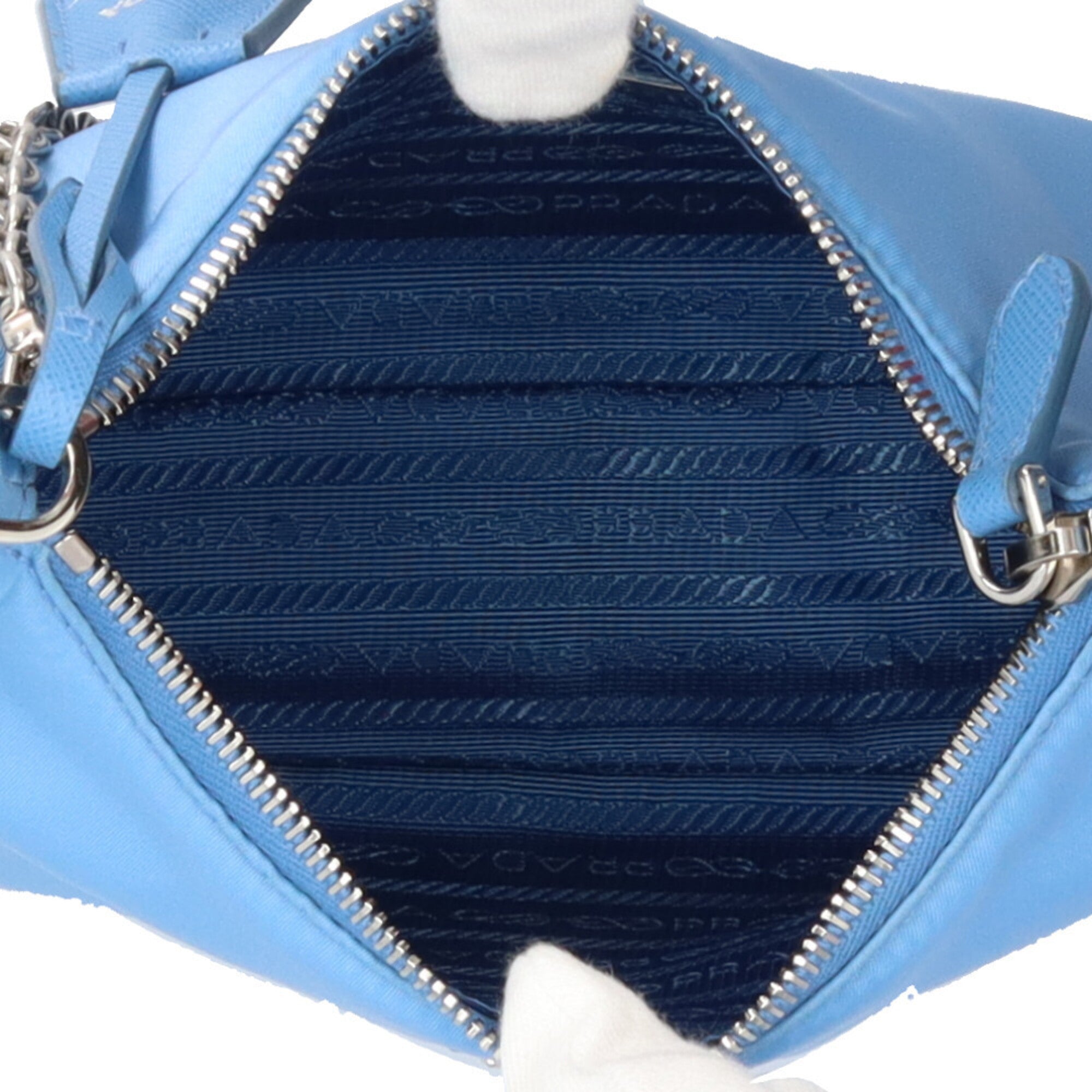 Prada Blue Nylon Handbag Shoulder Bag (Pre-Owned)