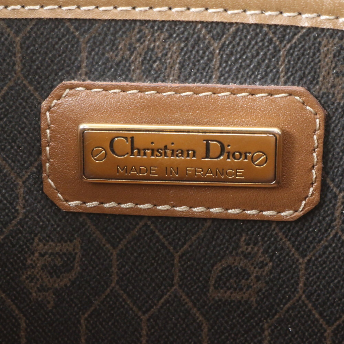 Christian Dior Brown Gray Leather Coated Canvas Boston Bag Tote Bag (Pre-Owned)