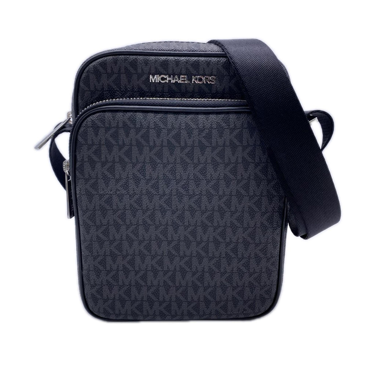 Michael Kors Black Gray Coated Canvas Shoulder Bag (Pre-Owned)