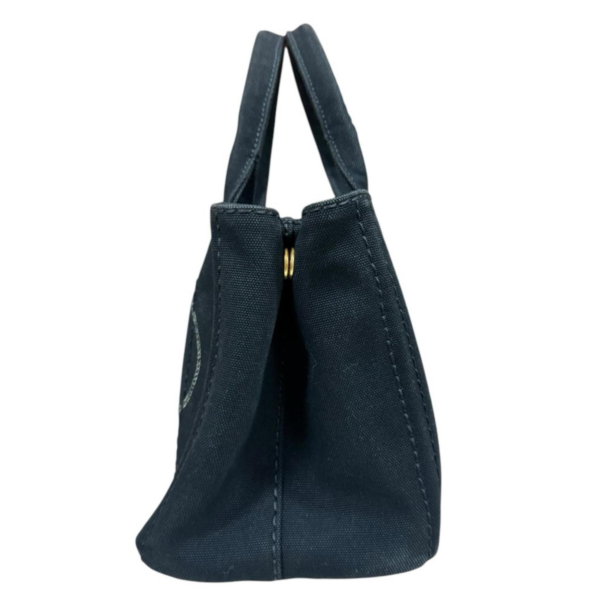 Prada Canapa Black Nero Canvas Shoulder Bag (Pre-Owned)