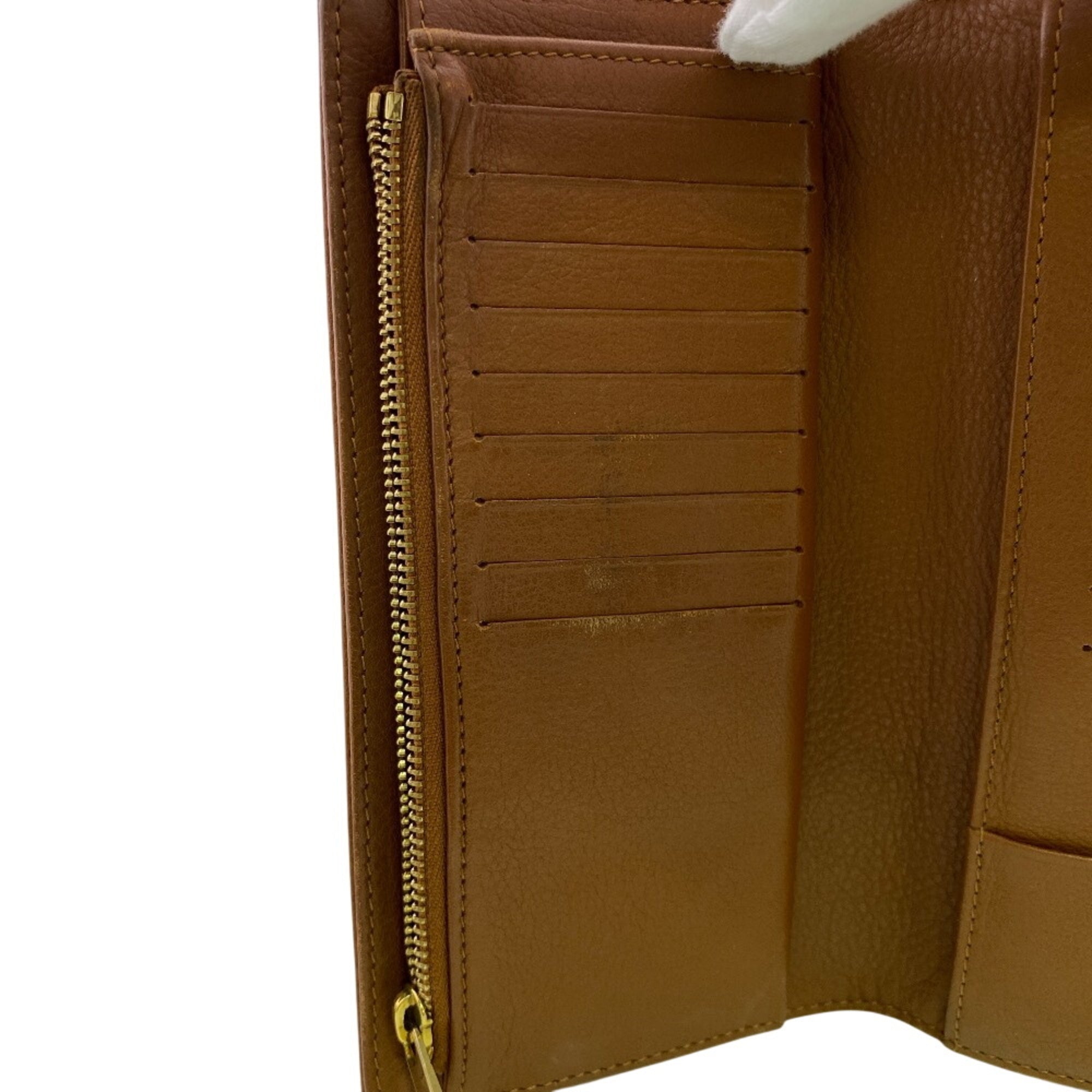 Louis Vuitton Brown Leather Long Wallet (Bi-Fold) (Pre-Owned)