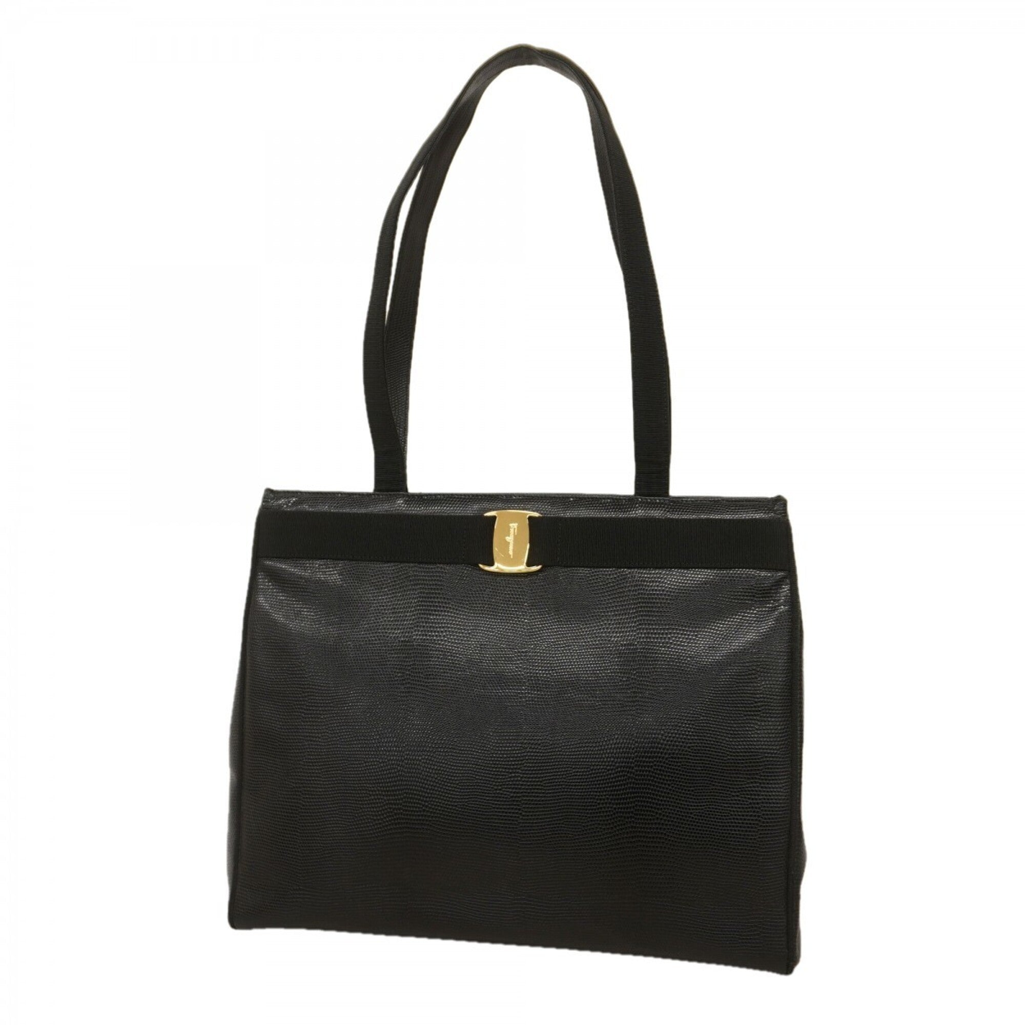 Salvatore Ferragamo Black Leather Shoulder Bag (Pre-Owned)