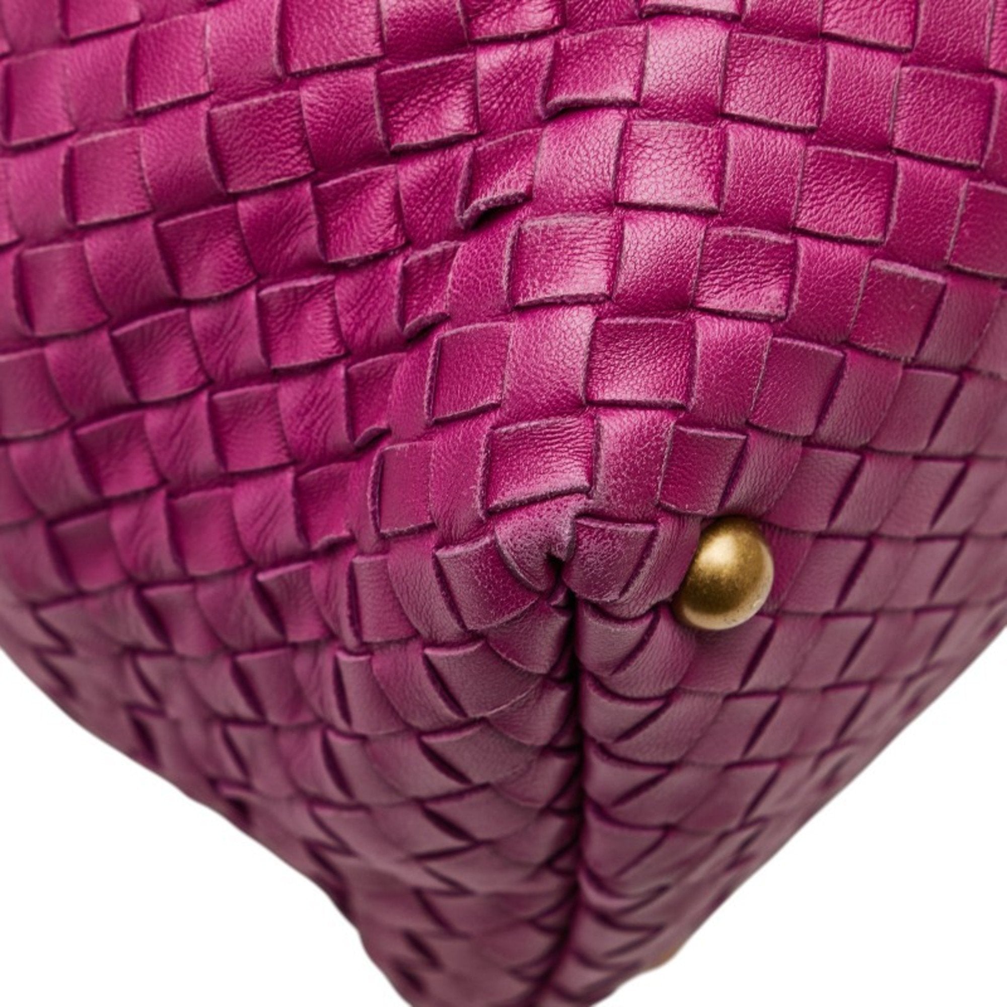 Bottega Veneta Intrecciato Purple Leather Boston Bag Handbag (Pre-Owned)