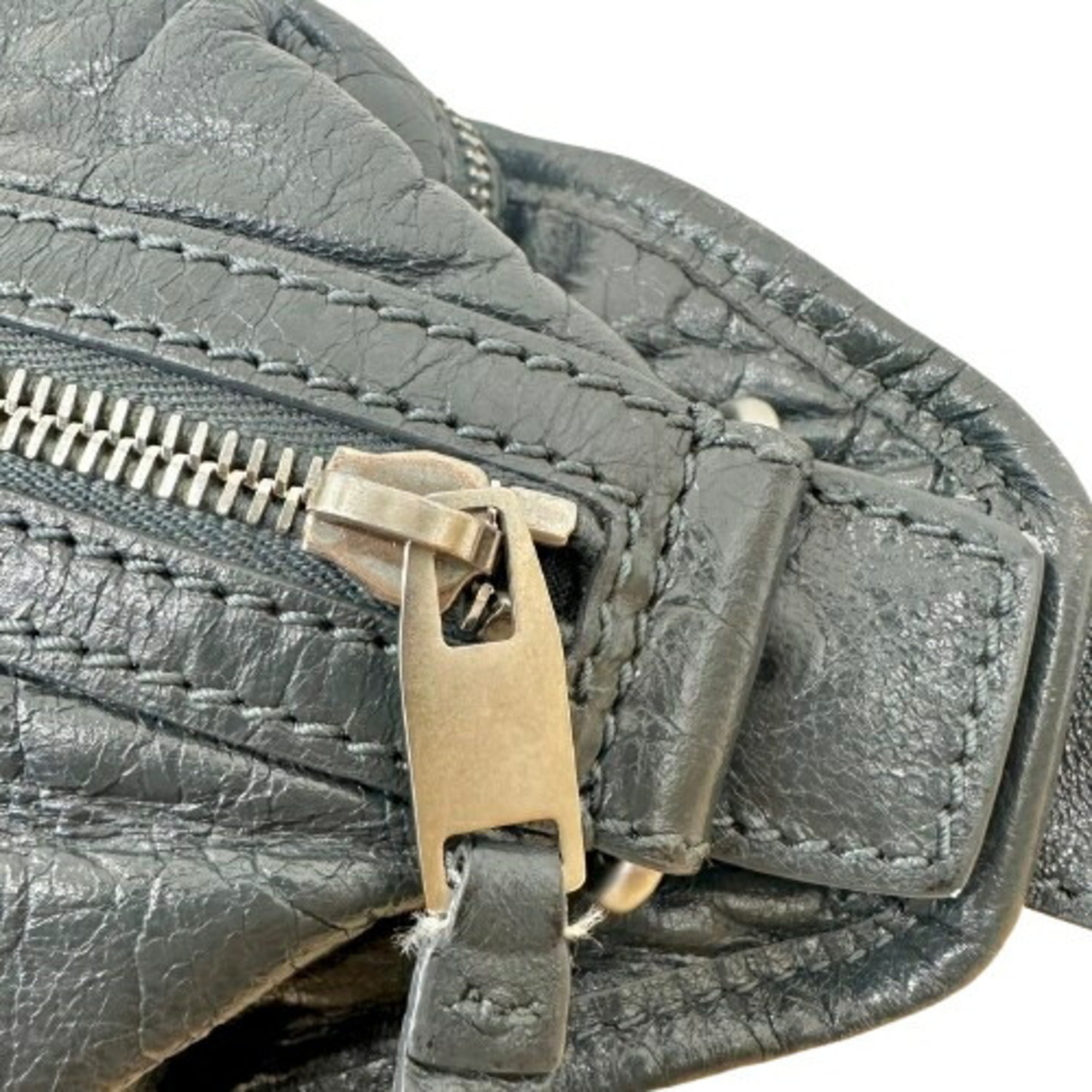 Balenciaga Gray Leather Fanny Pack Sling Bag (Pre-Owned)