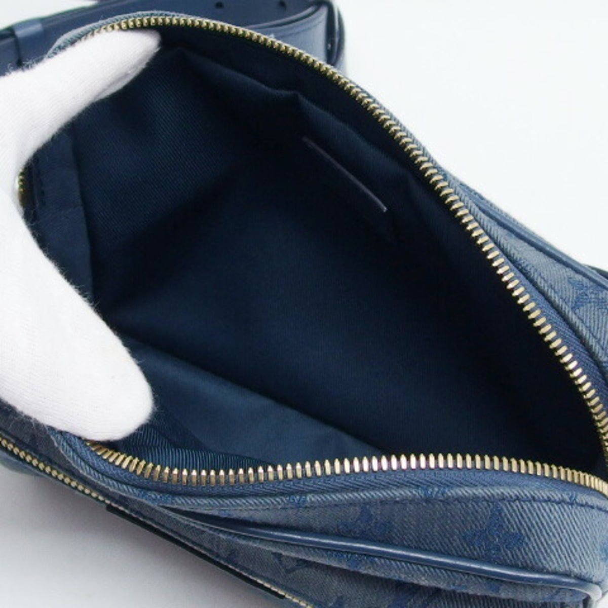 Louis Vuitton Monogram Denim Dark Brown Denim Leather Shoulder Bag (Pre-Owned)